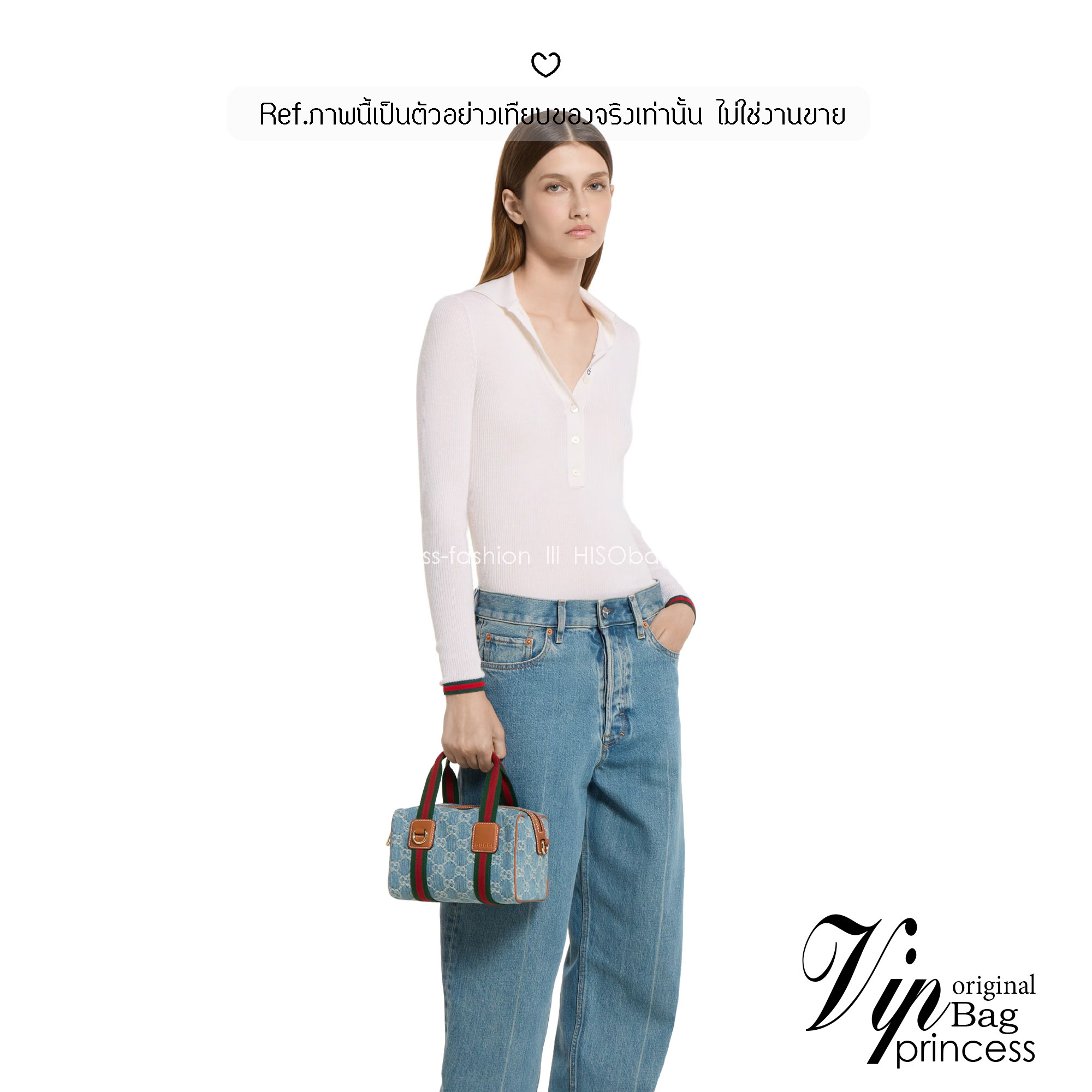 ORI หนังแท้ | Gucci Mini GG handbag denim กระเป๋าสะพายทรงหมอนไซส์มินิ คอลใหม่ดีไซน์เดนิมสวยมาก ตีความรูปทรงกระเป๋าบอสตันโฉมใหม่