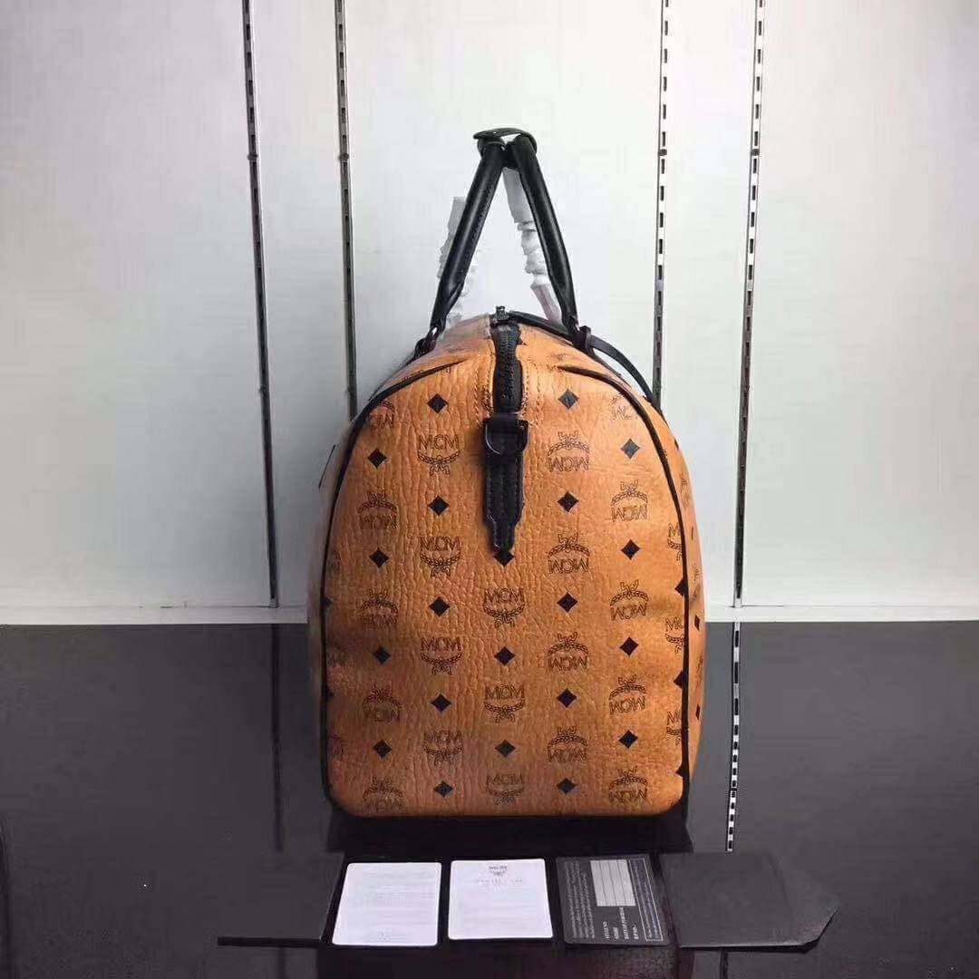 M.C.M MONOGRAM TRAVEL BAG กระเป๋าเดินทาง หนังแกะแท้