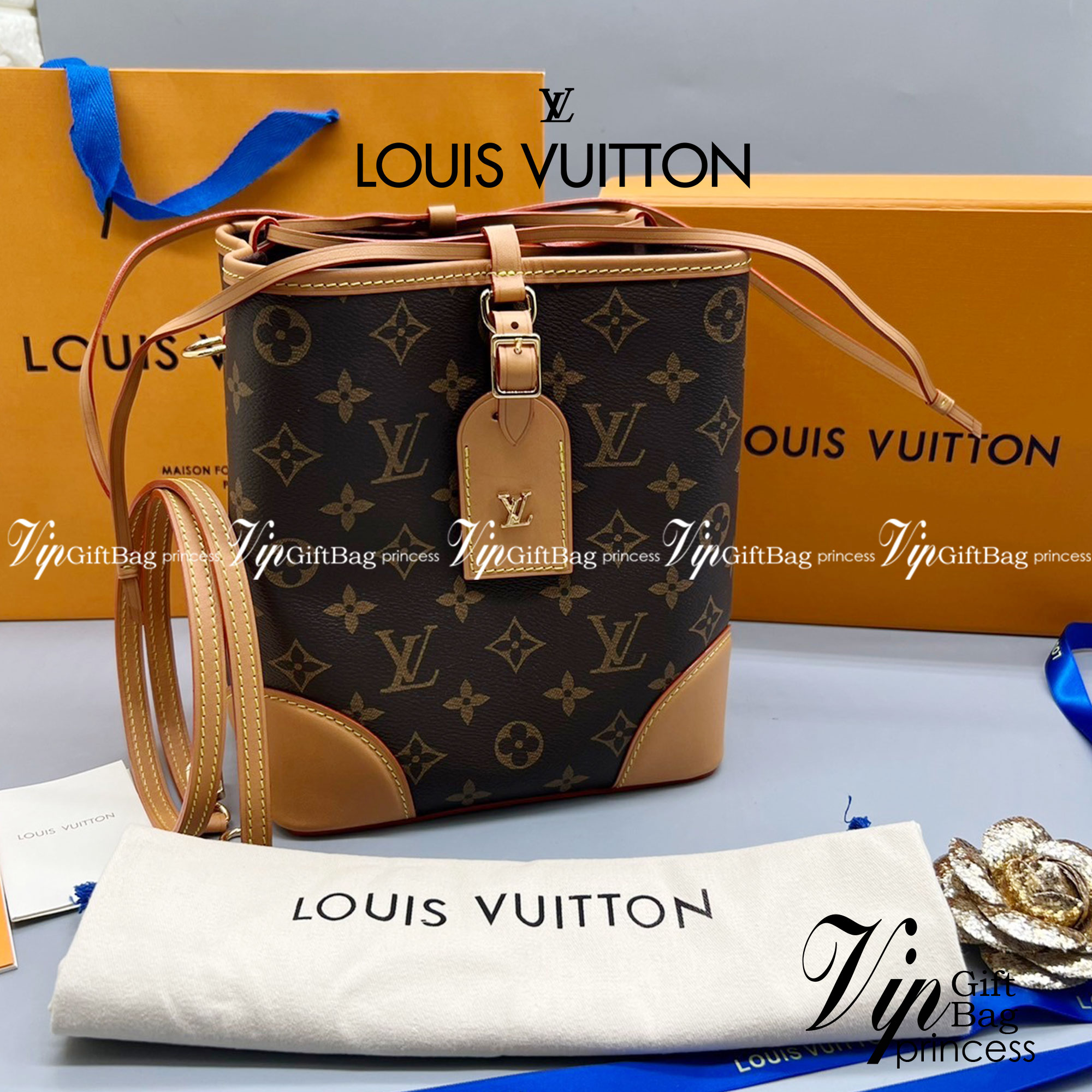 ORI Louis Vuitton Noe Purse Monogram Bucket Brown 18cm เกรดออริจินอล พร้อมส่งที่ไทย ภาพสินค้าถ่ายจากงานขายจริง ใช้งานต่างประเทศได้