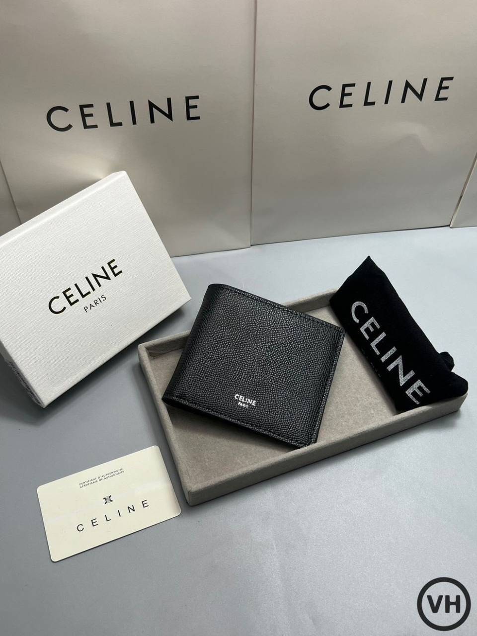 ORI หนังแท้ | CELINE Bi-fold Wallet / CELINE Wallet กระเป๋าสตางค์ใบสั้น กระเป๋าสตางค์ซีลีนผู้ชาย