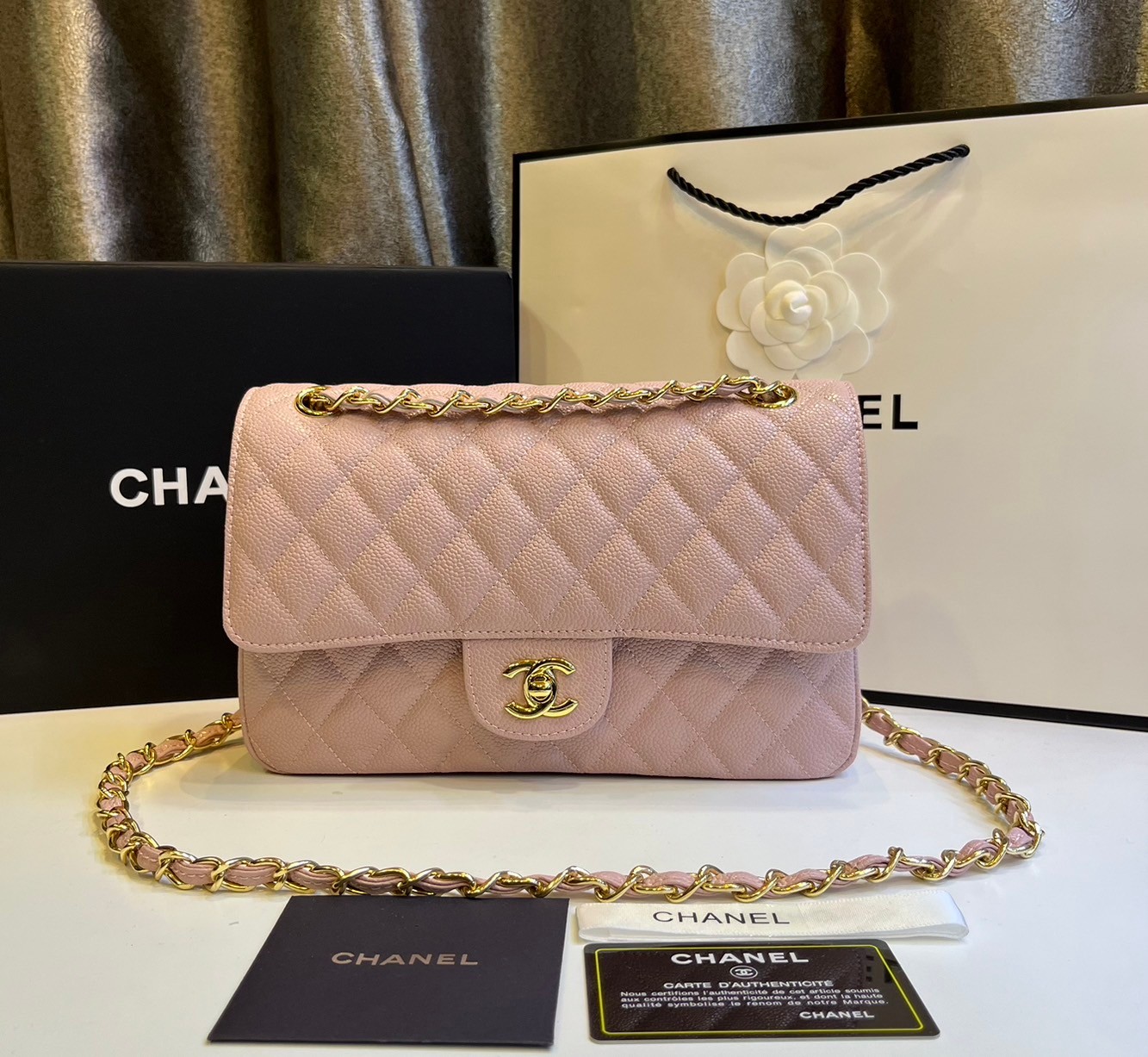 พร้อมส่งโทนพาสเทล CHANEL Classic in Pastel 25cm กระเป๋าสะพายรุ่นยอดนิยมเรียบหรู เกรดออริ 1:1 ใช้งานต่างประเทศได้ ภาพถ่ายจากงานขายจริง