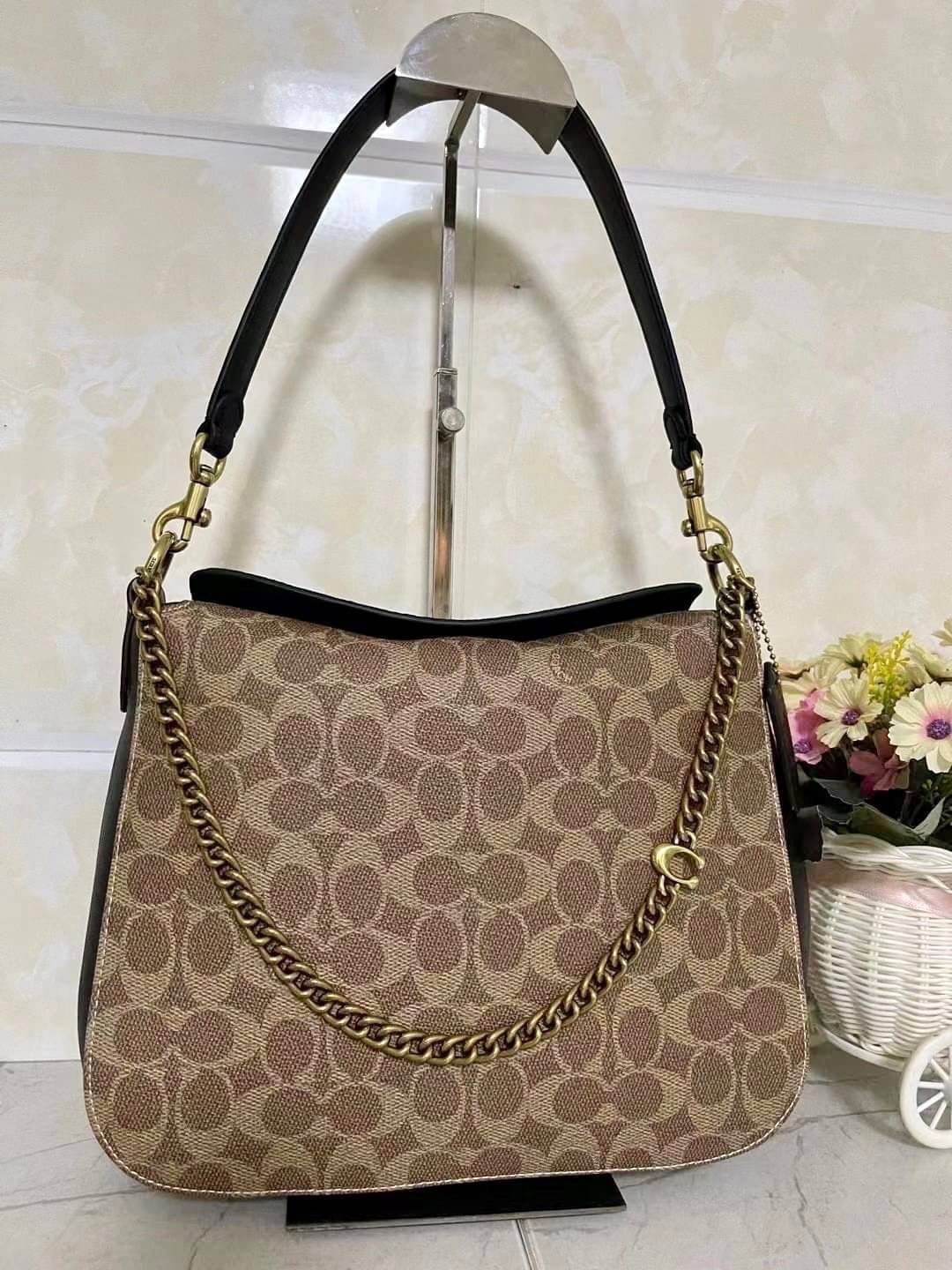 Coach Signature Chain Hobo In Signature Canvas พร้อมส่ง 4 สี