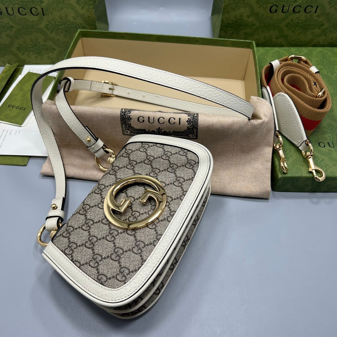 GUCCI Blondie mini shoulder bag เกรดเทพออริจินล หนังแท้และแคนวาสอย่างดี ภาพถ่ายจากงานขายจริง ใช้งานต่างประเทศได้ ผ่านทุก ตม