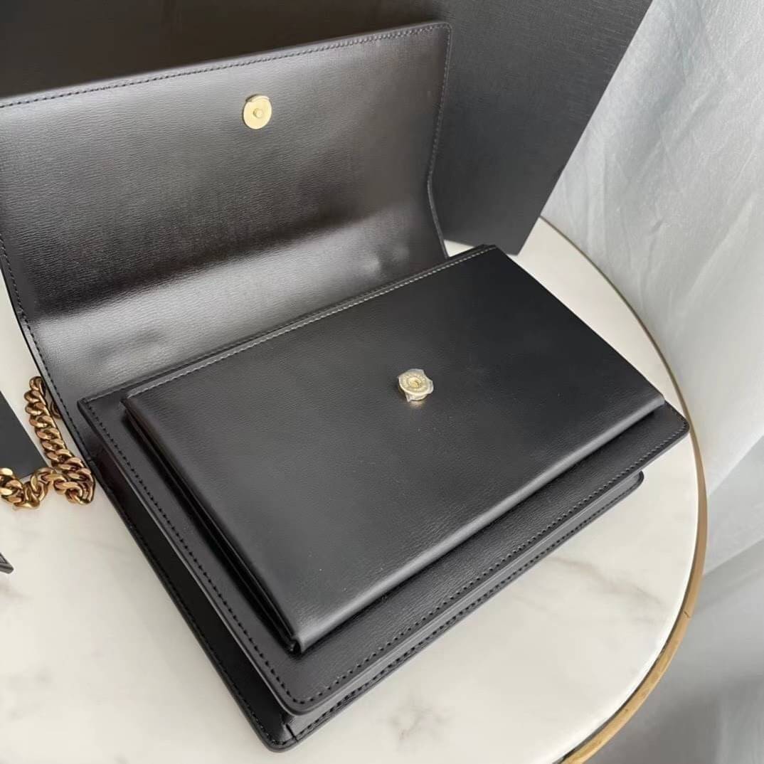หนังแท้ YSL SAINT LAURENT SUNSET MEDIUM IN SMOOTH LEATHER SHOULDER BAG - BLACK
