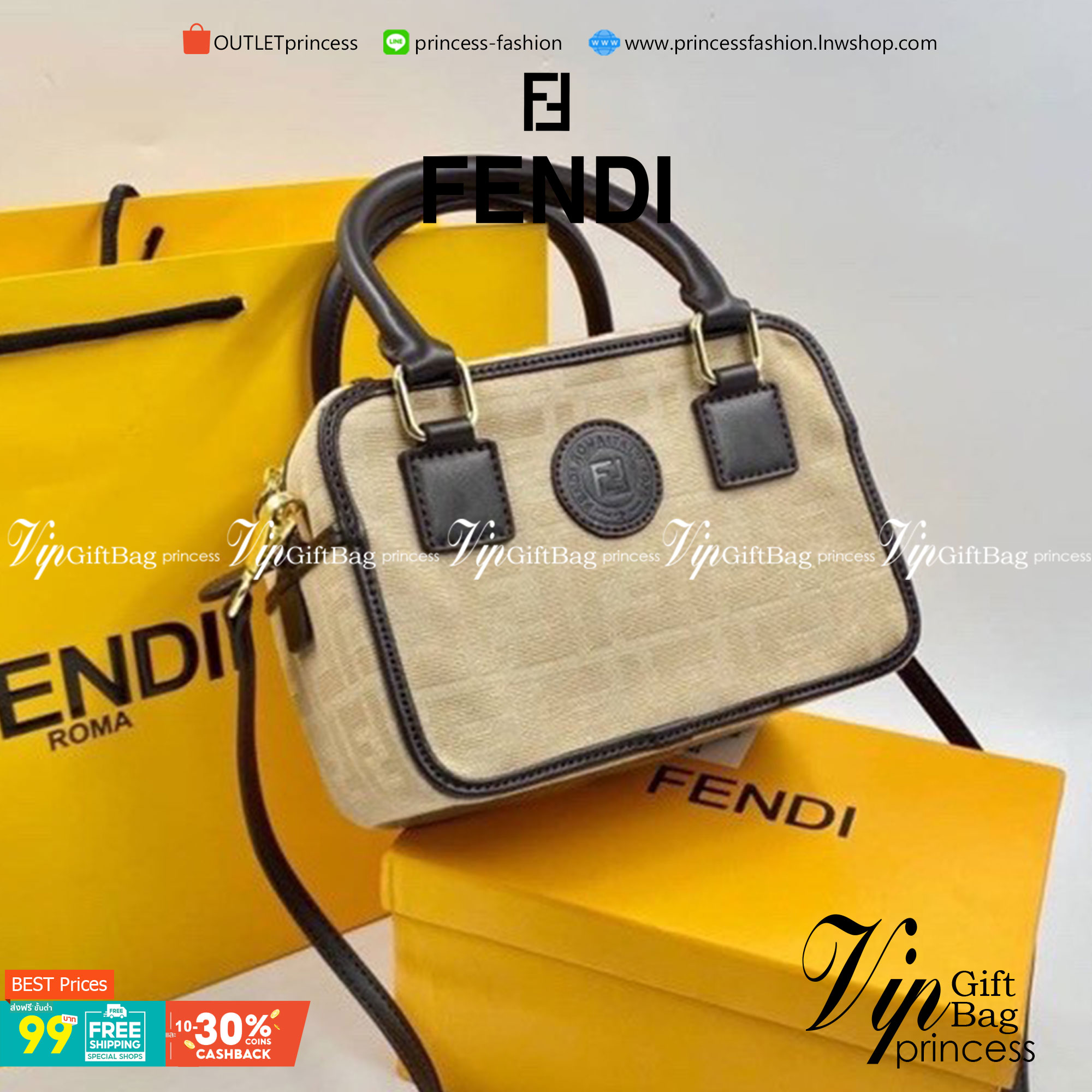 VIP 】FENDI MONOGRAM BOX BAG กระเป๋าสะพายลายโมโนแกรม อะไหล่ทอง มาพร้อมสายสะพายยาว ภายในโล่งกว้าง ขนาดกำลังน่ารักเลยค่ะ ไอเท็มมาใหม่แนะนำ ห้ามพลาดน้าา