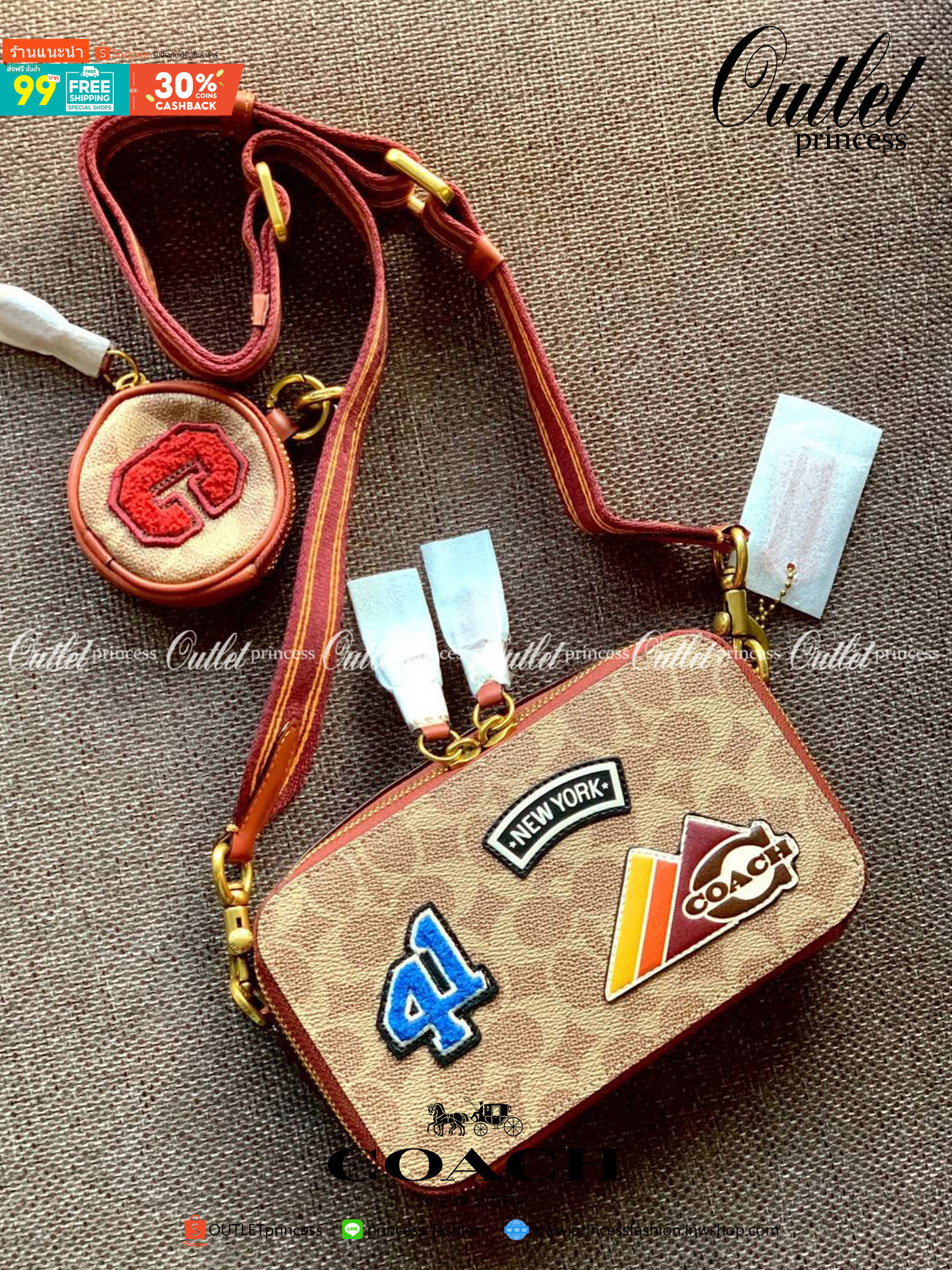 COACH CHARTER SLIM CROSSBODY IN SIGNATURE CANVAS WITH PATCHES ((C6744)) 📌พร้อมส่งที่ไทย สวยก่อนใครไปเลยยค่าา! 🌈จัดส่งพร้อมกระเป๋าพวงกุญแจแบรนด์แบบมีซิปอีกหนึ่งใบ กระเป๋าสะพายแบบครอสบอดี้ร์ หนังแท้สวย