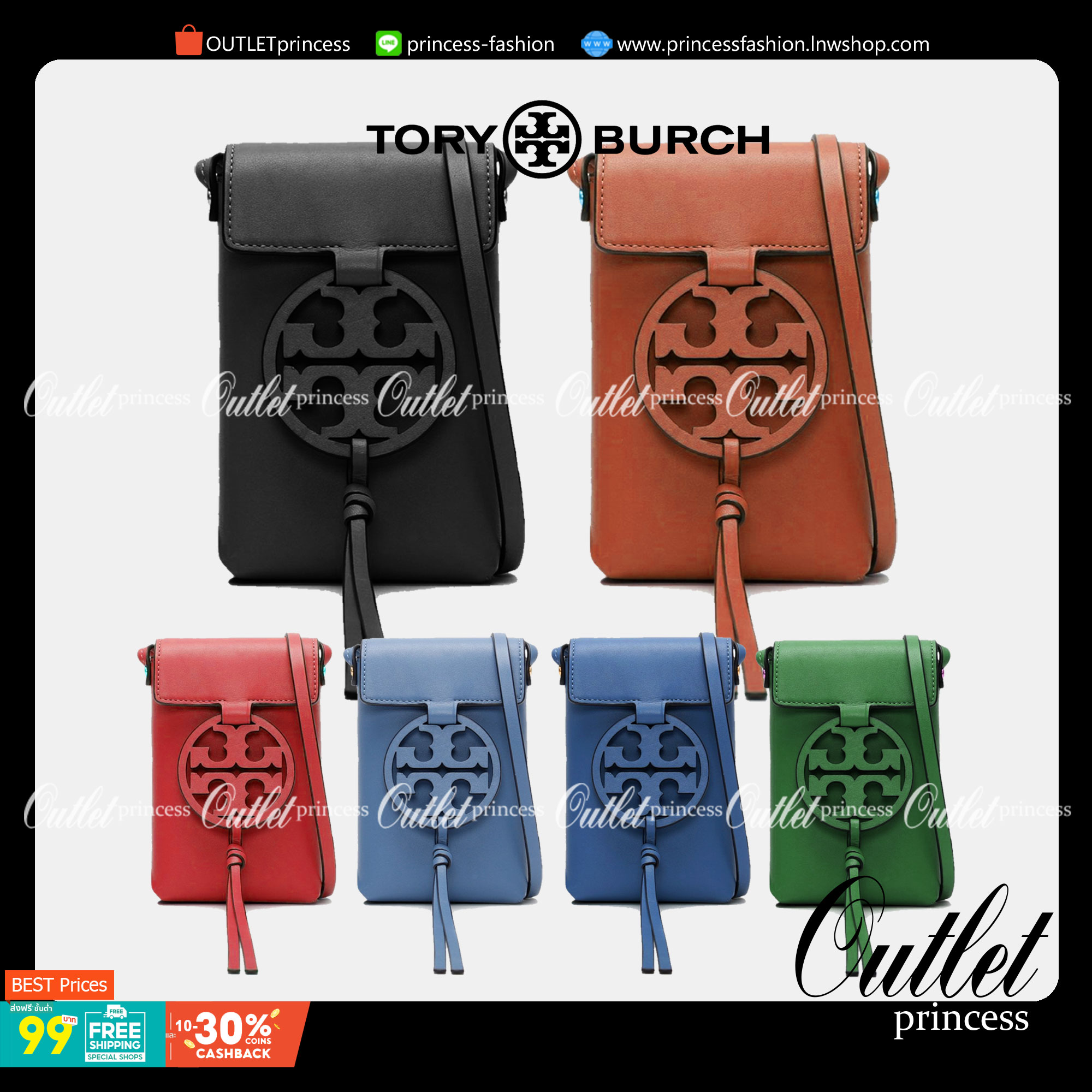 TORY BURCH MILLER METAL PHONE CROSSBODY อีกหนึ่งกระเป๋าใส่มือถือรุ่นฮิตที่เชื่อว่าหลาย ๆ คนต้องเคยเห็นผ่าน ๆ ตามาอย่างแน่นอน กับแบรนด์ Tory Burch ดีไซน์กระเป๋าทรงฝาพับแม่เหล็กใช้งานง่าย มาพร้อมดีเทล Logo สีเดียวกับเฉดสีของกระเป๋า แต่ยังมีความน่ารักด้วยทรง