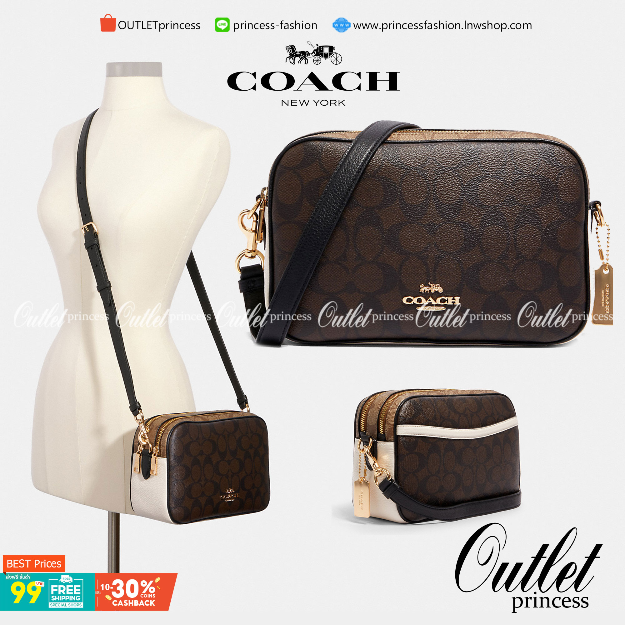 ใครที่รออยู่ห้ามพลาดเลยจร้าา! COACH JES CROSSBODY IN BLOCKED SIGNATURE CANVAS ((1767)) พร้อมส่งอีกครั้ง สินค้าขายดี กระเป๋าสะพายครอสบอดี้ร์หรือสะพายข้างได้ หนังแท้อย่างดีค่ะ 🔺สีหนังของรุ่นนี้ผสมกันได้ลงตัวดูดีมากๆทีเดียวค่ะ กระเป๋าแบบ2ช่องซิป ภายใ