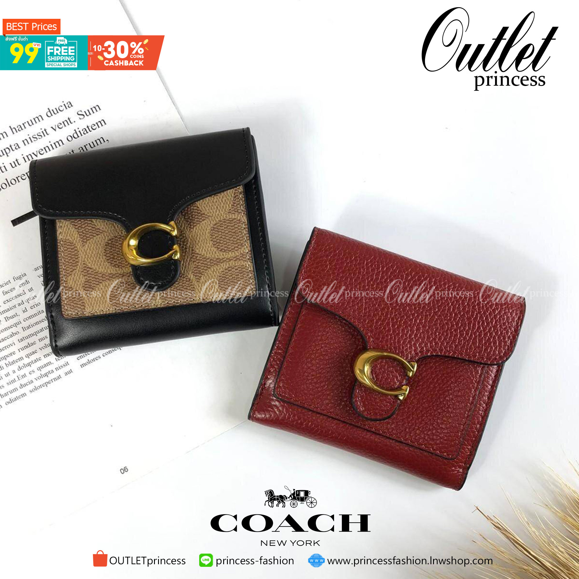 กระเป๋าสตางค์ใบสั้น COACH สามารถใช้งานได้ทั้งด้านหน้าและด้านหลัง