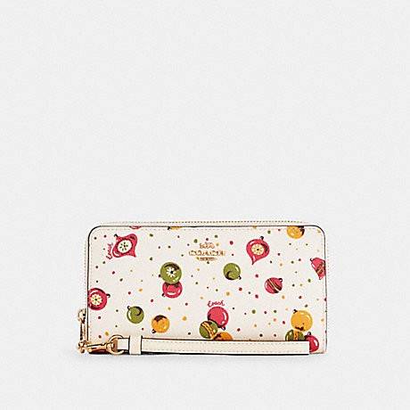 COACH C7410 LONG ZIP AROUND WALLET WITH ORNAMENT PRINT ความสวยต้องส่งต่อ!! คอลเลคชั่นใหม่ 2IN1 คุ้มค่าแบบที่สุด กระเป๋าสตางค์กึ่งคล้องมือ ดีไซน์ลวดลายสดใส น่ารักน่าใช้ คลาสสิคใช้ง่าย ไม่มีเบื่อ วัสดุหนังแคนวาสเคลือบลาย มาพร้อมสายคล้องมือ ถอดออกได้ ภายในใส