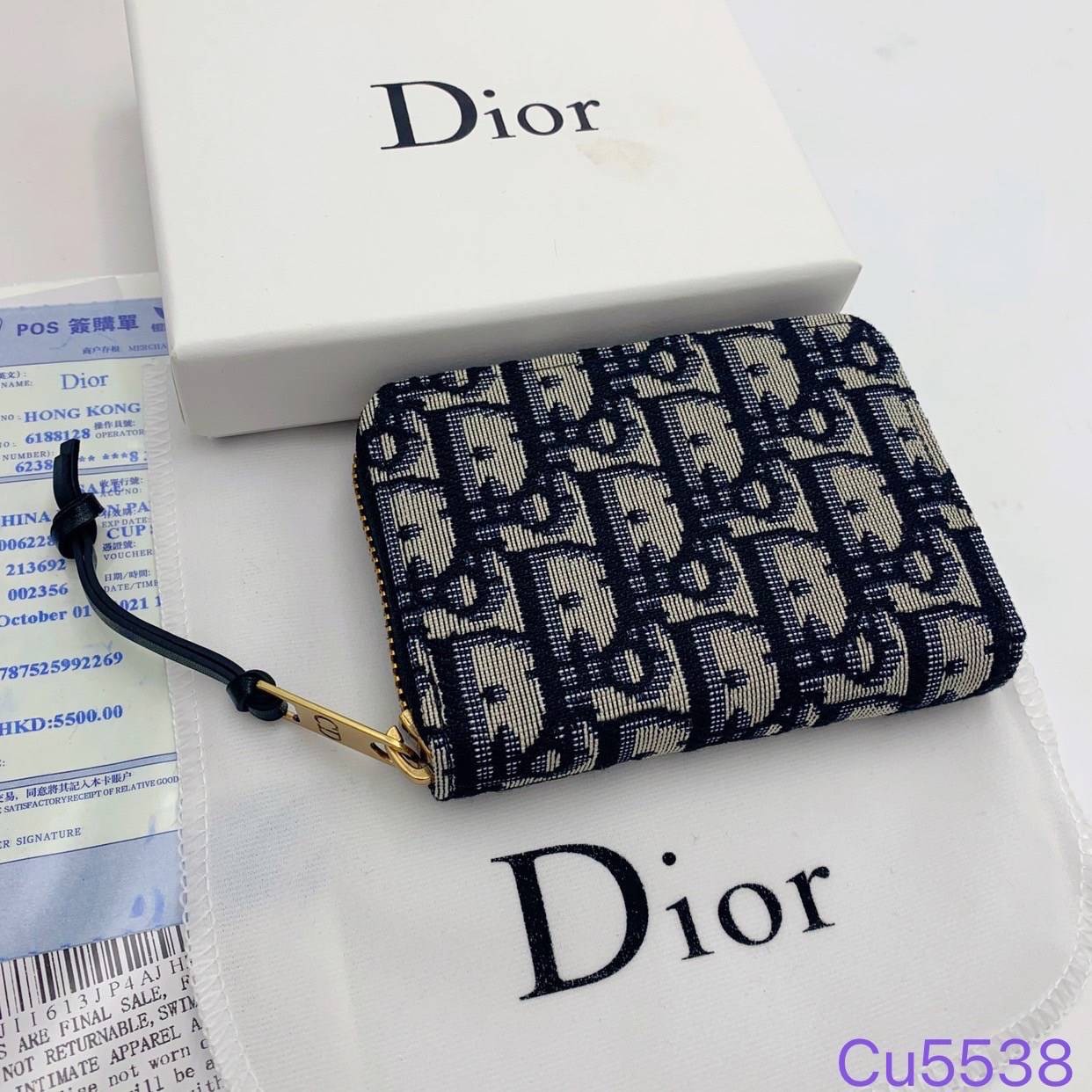 DIOR Compact Zipped Wallet jacquard leather / DIOR Card Holder กระเป๋าสตางค์แบรนด์หรู ซิปรอบ พร้อมส่งที่ไทย ภาพสินค้าถ่ายจากงานขายจริง ใช้งานต่างประเทศได้
