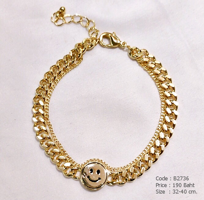 สร้อยข้อมือสแตนเลสโซ่ทอง จี้ Smiley