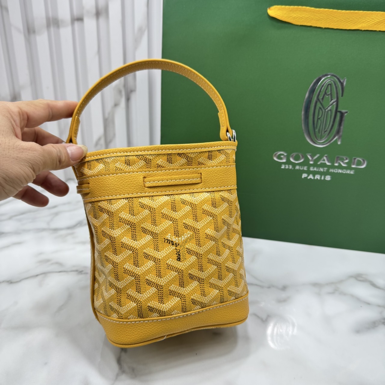 RI หนังแท้ | Goyard Petit Flot Mini bucket bag กระเป๋าสะพายทรงบัคเก็ต ไซส์มินิ ดูผู้ดีในตัว วัสดุหนังแคนวาสพิมพ์ลายสวยคม