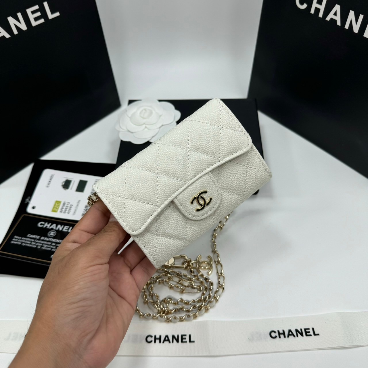 CHANEL mini wallet on chain crossbody กระเป๋าสตางค์พร้อมสายสะพายไซส์มินิ เกรดออริ 1:1 ใช้งานต่างประเทศได้ ภาพถ่ายจากงานขายจริง