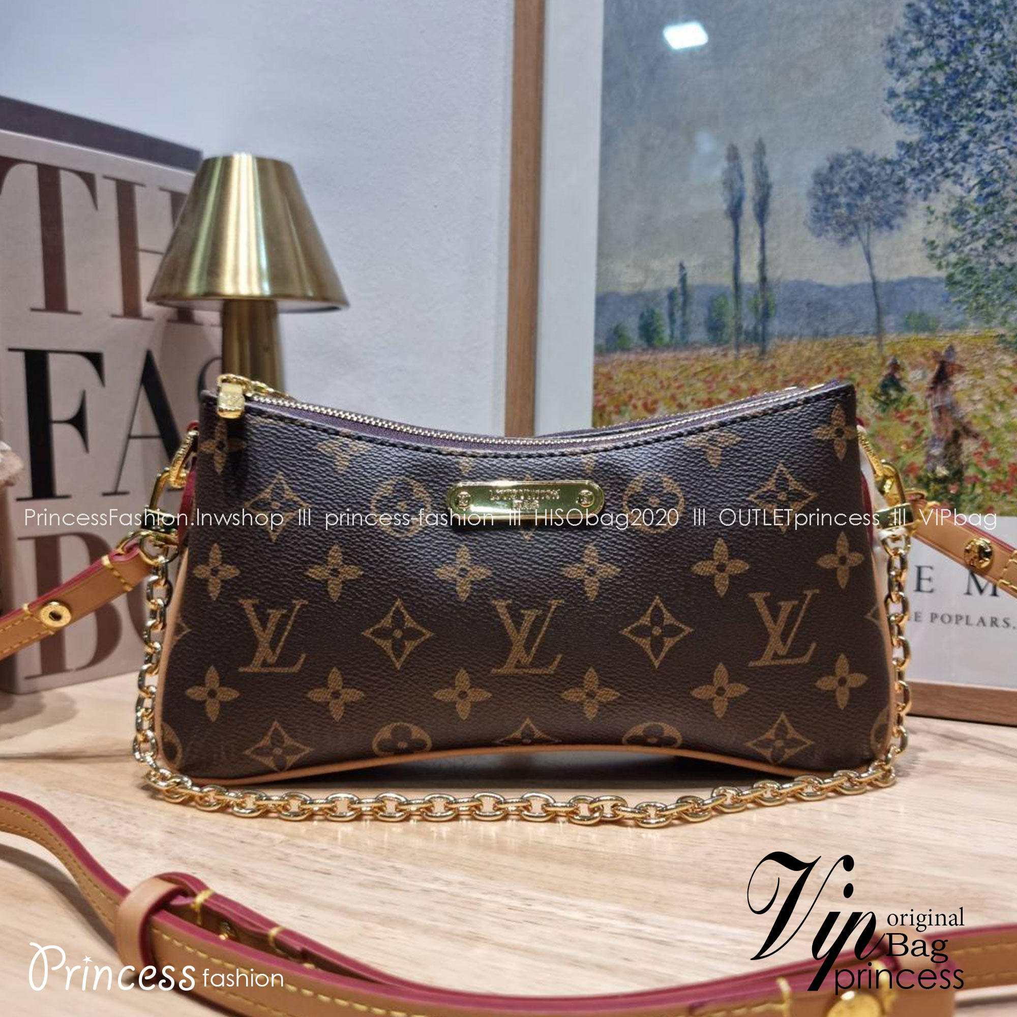 LV liv pochette กระเป๋าสะพายทรงสวย เป็นเอกลักษณ์ ดีไซน์ลวดลายโมโนแกรมเรียบหรู