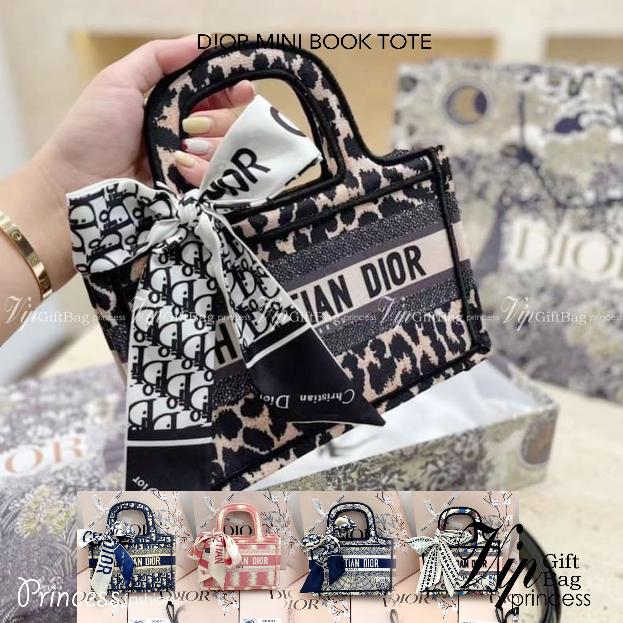 DIOR MINI BOOK TOTE กระเป๋าถือทรงมินิโท้ท Shopping สวยคลาสสิค พกพาสะดวก ใช้งานง่ายสุดๆ วัสดุงานทอละเอียดคุณภาพดี ภายในเป็นช่องโล่ง ใบจริงงานสวยเกินเบอร์!! ไม่ผิดหวังจ้า