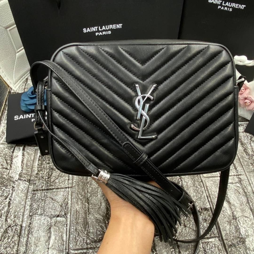 VIP 】หนังแท้ YSL SAINT LAURENT Lou Medium Monogram YSL Calf Crossbody Bag