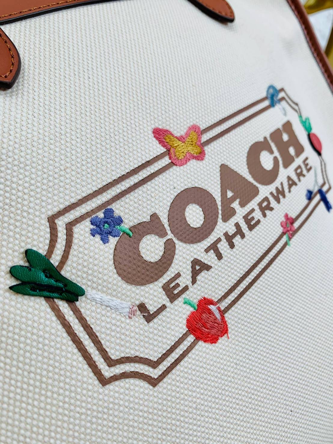 COACH Garden Embroidery women's square tote bag LIMITED EDITION COACH X HBC COLLECTION