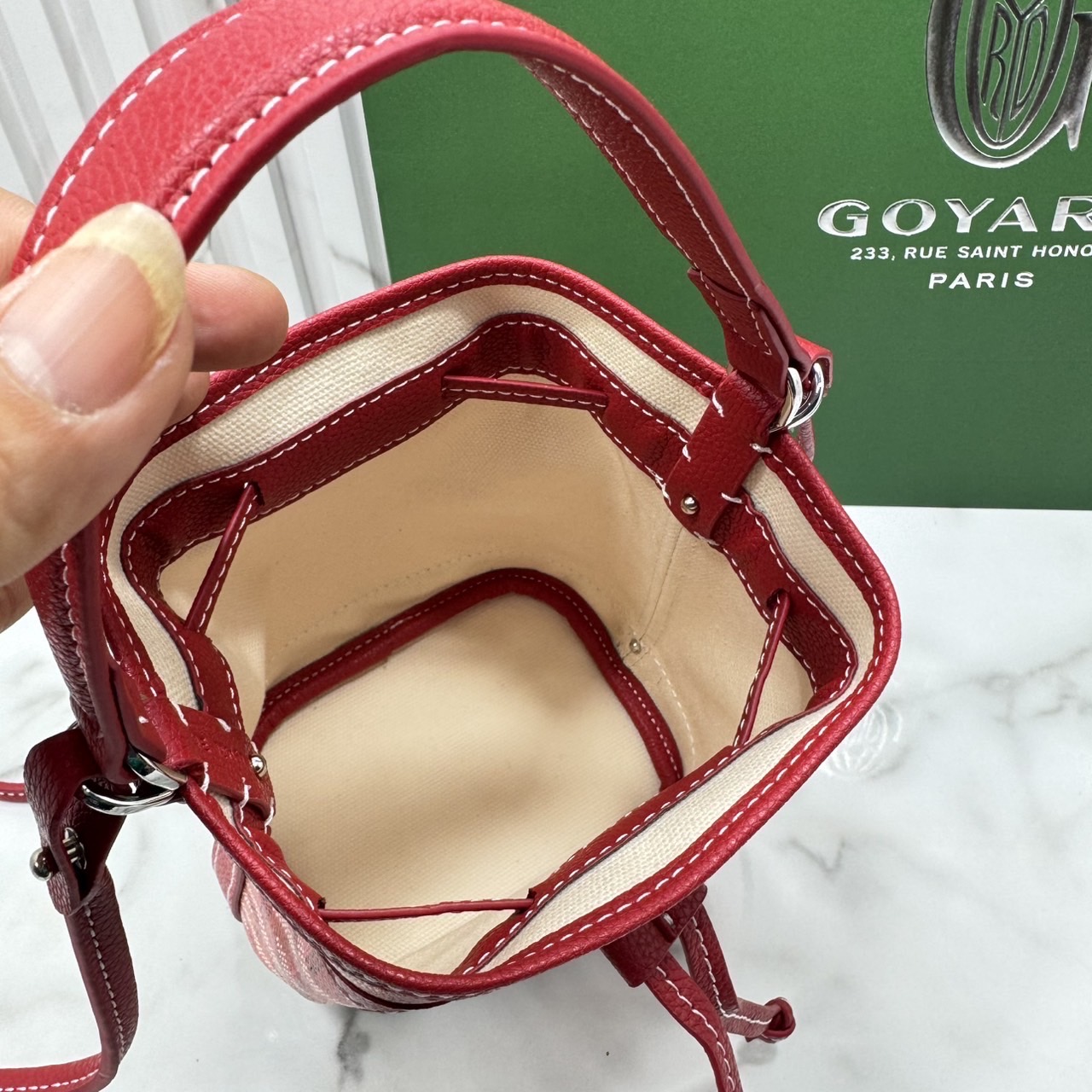 RI หนังแท้ | Goyard Petit Flot Mini bucket bag กระเป๋าสะพายทรงบัคเก็ต ไซส์มินิ ดูผู้ดีในตัว วัสดุหนังแคนวาสพิมพ์ลายสวยคม