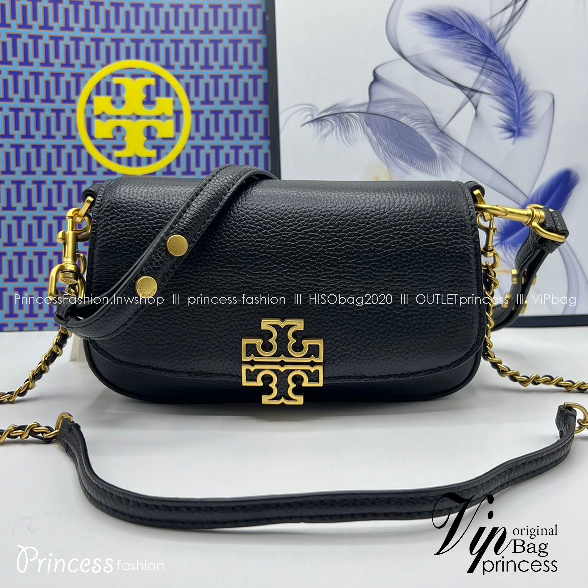 Tory Burch Britten Convertible Crossbody Bag กระเป๋าสะพายดีไซน์เรียบหรู เกรดออริ สลับแท้ 1:1 ใช้งานต่างประเทศได้