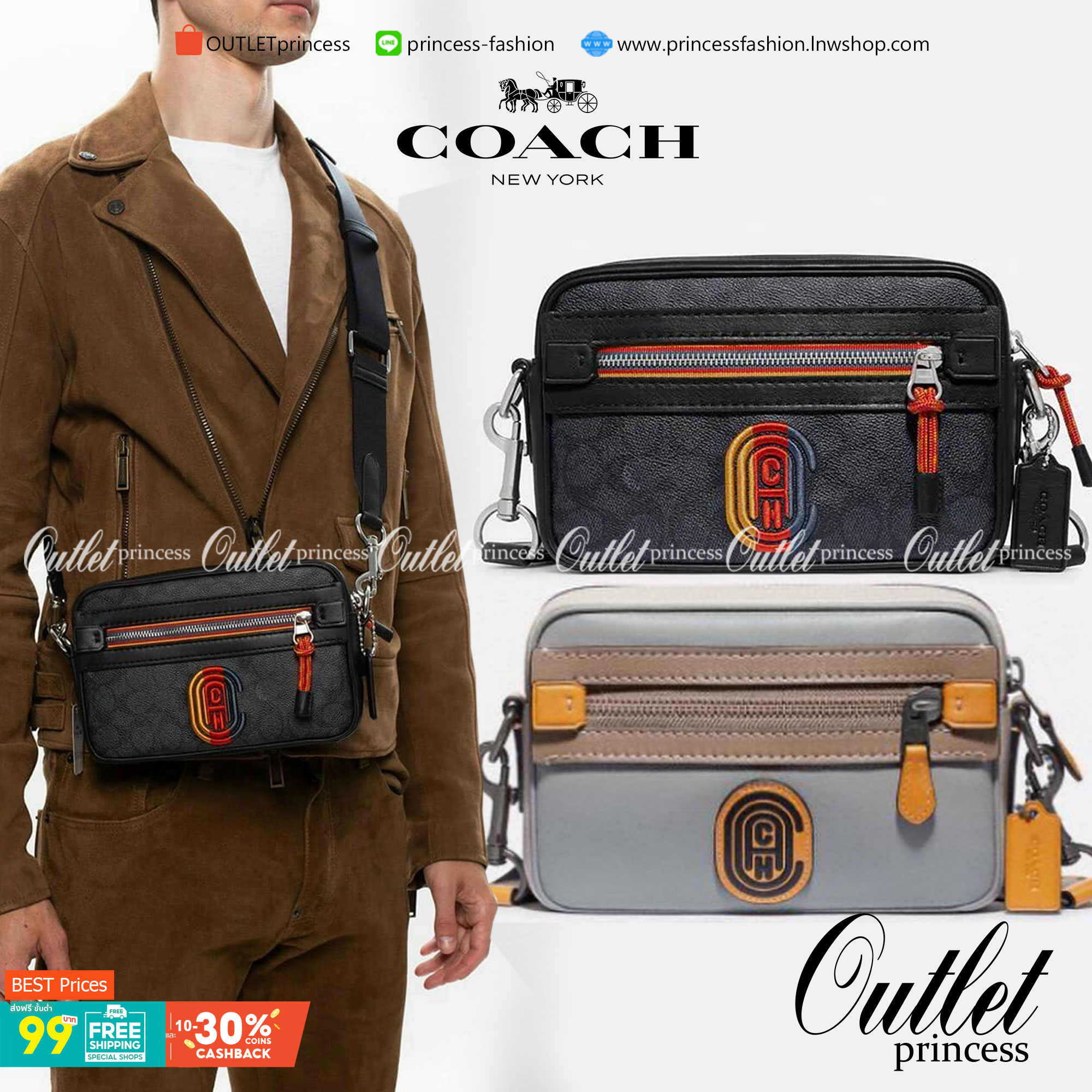 COACH ACADEMY CROSSBODY IN SIGNATURE WITH VARSITY ZIPPER ((768, 960)) พร้อมส่งที่ไทยอีกครั้ง! ได้ไปหลงรักแน่นอนค่ะ😘 กระเป๋าสะพายครอสบอดี้ร์ของคุณผู้ชาย((สาวหล่อใช้ก็สวยทีเดียว)) หนังแท้อย่างดี หนังนิ่มมือดีค่ะ