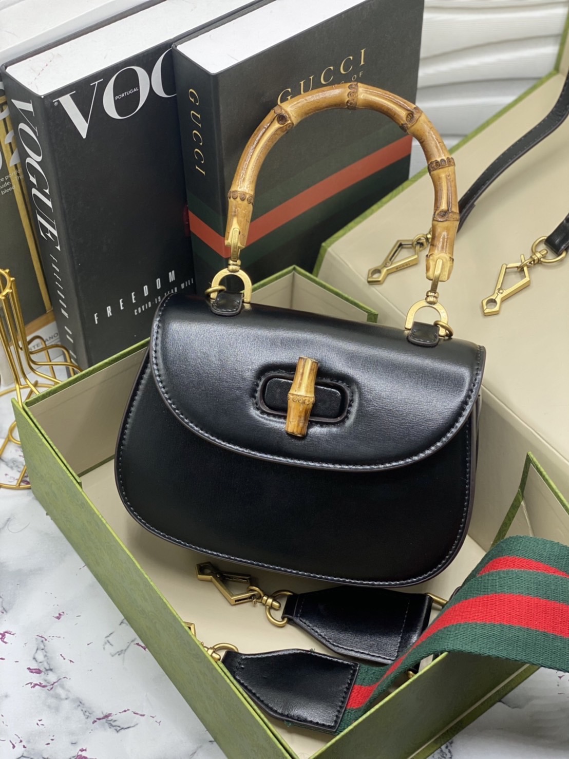 หนังแท้ Gucci Bamboo 1947 small top handle bag พร้อมส่งที่ไทย