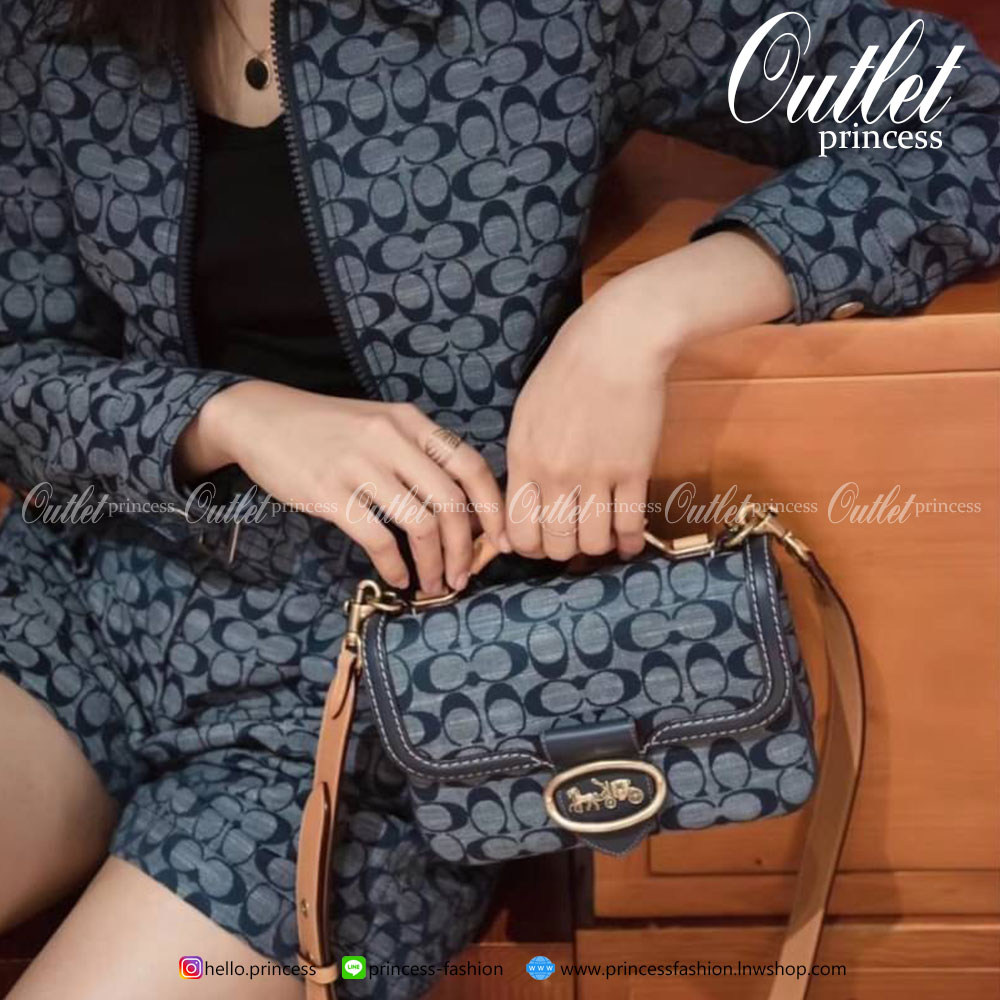 COACH RILEY TOP HANDLE 22 IN SIGNATURE CHAMBRAY