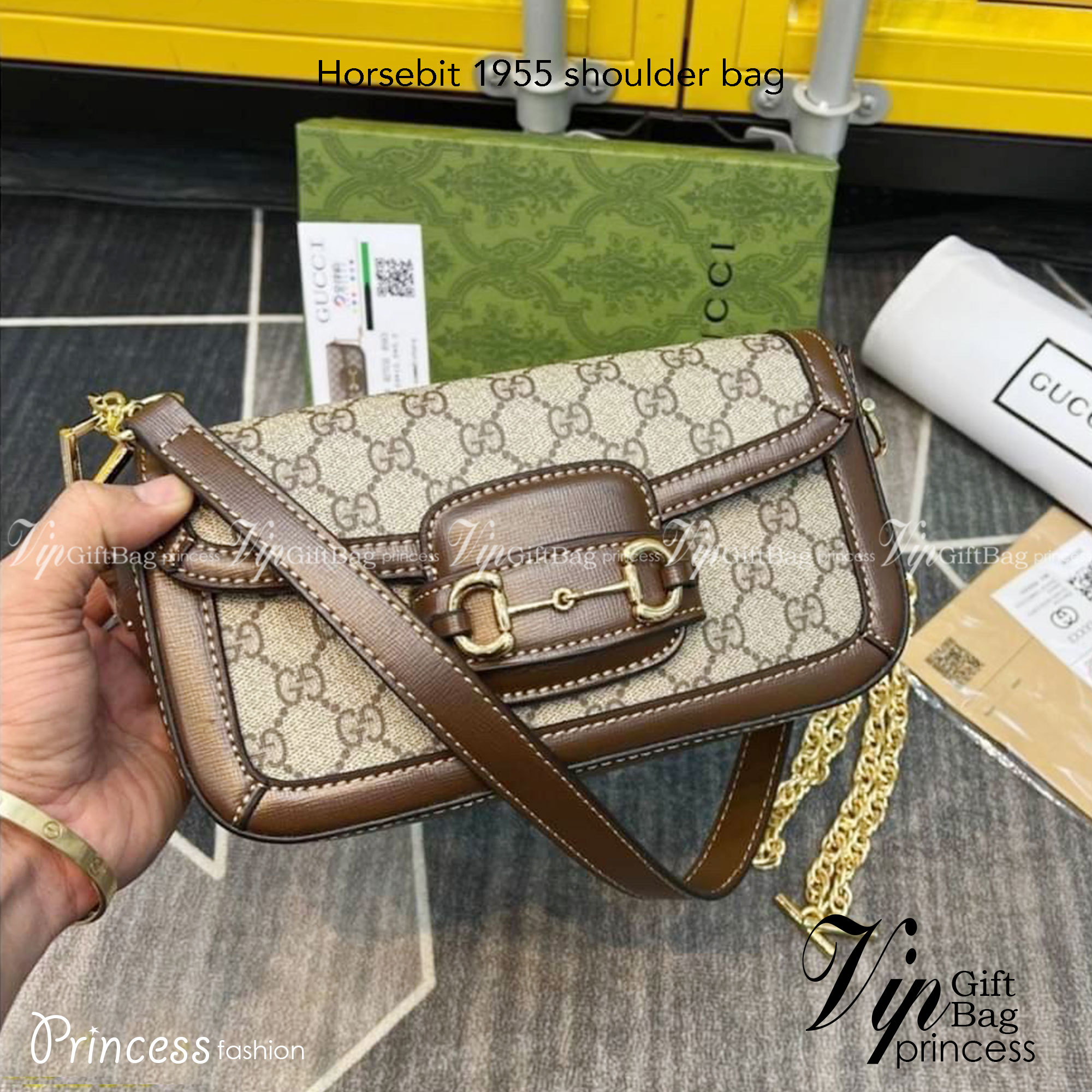 GUCCI Horsebit 1955 shoulder bag ภาพถ่ายจากงานขายจริง ใช้งานต่างประเทศได้
