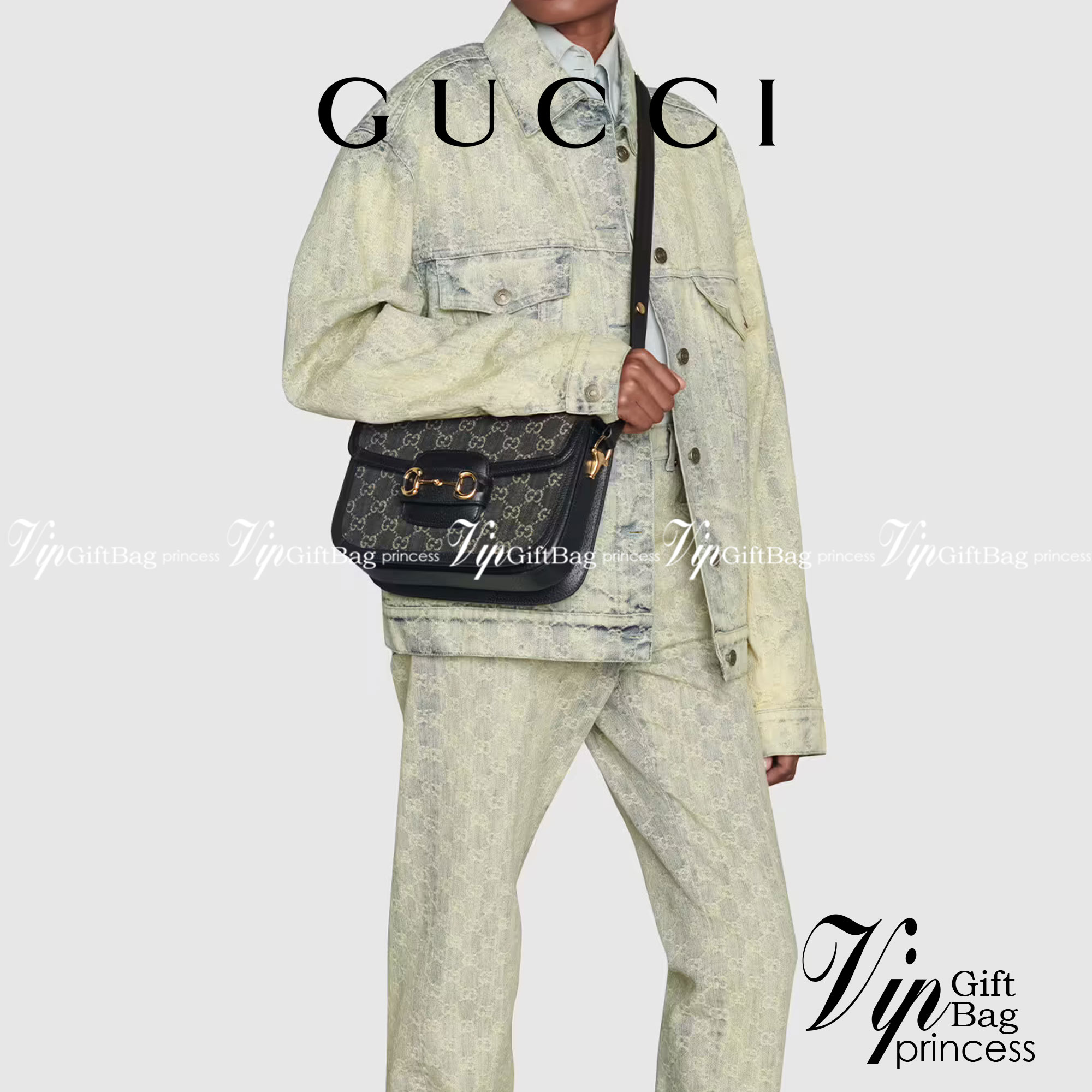 หนังแท้ Gucci Horsebit 1955 shoulder bag Black and ivory GG denim jacquard สีดำเดนิมสวยมากกกก มีมาน้อยนะคะ ที่สุดของรุ่นที่ฮอตหนักมาก คอลเลคชั่นที่ยอดขายดีตั้งแต่วันแรกที่ลง shop ด้วยรูปทรงที่กะทัดรัด ตอบโจทย์ได้ทุกลุค ทุกไลฟ์สไตล์ ใช้งานได้ง่ายคล่องตัว เ