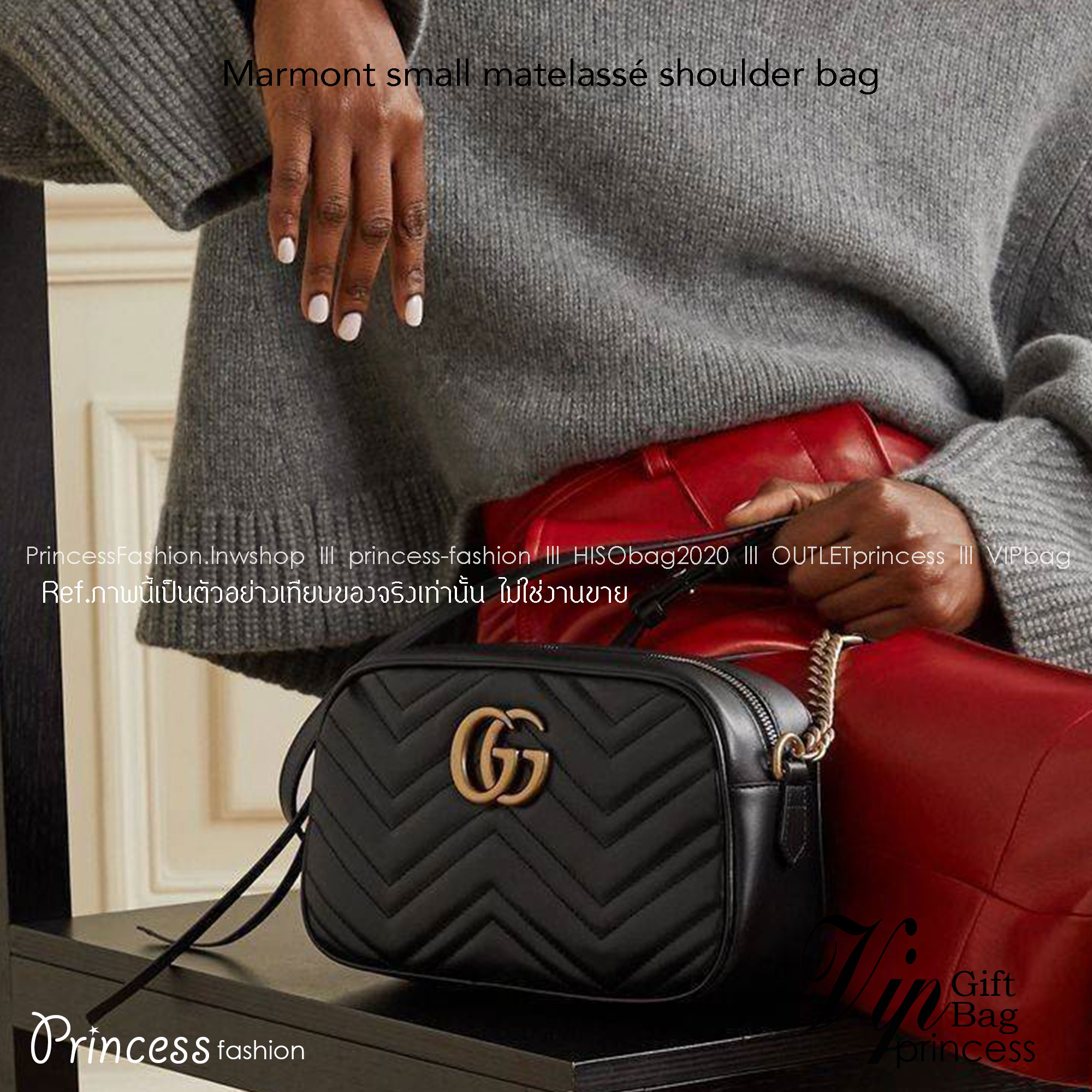 GUCCI GG Marmont small matelassé shoulder bag กระเป๋าสะพายครอสบอดี้ คอลเลคชั่นสุดหรู ใช้งานง่าย เข้าได้กับทุกลุค