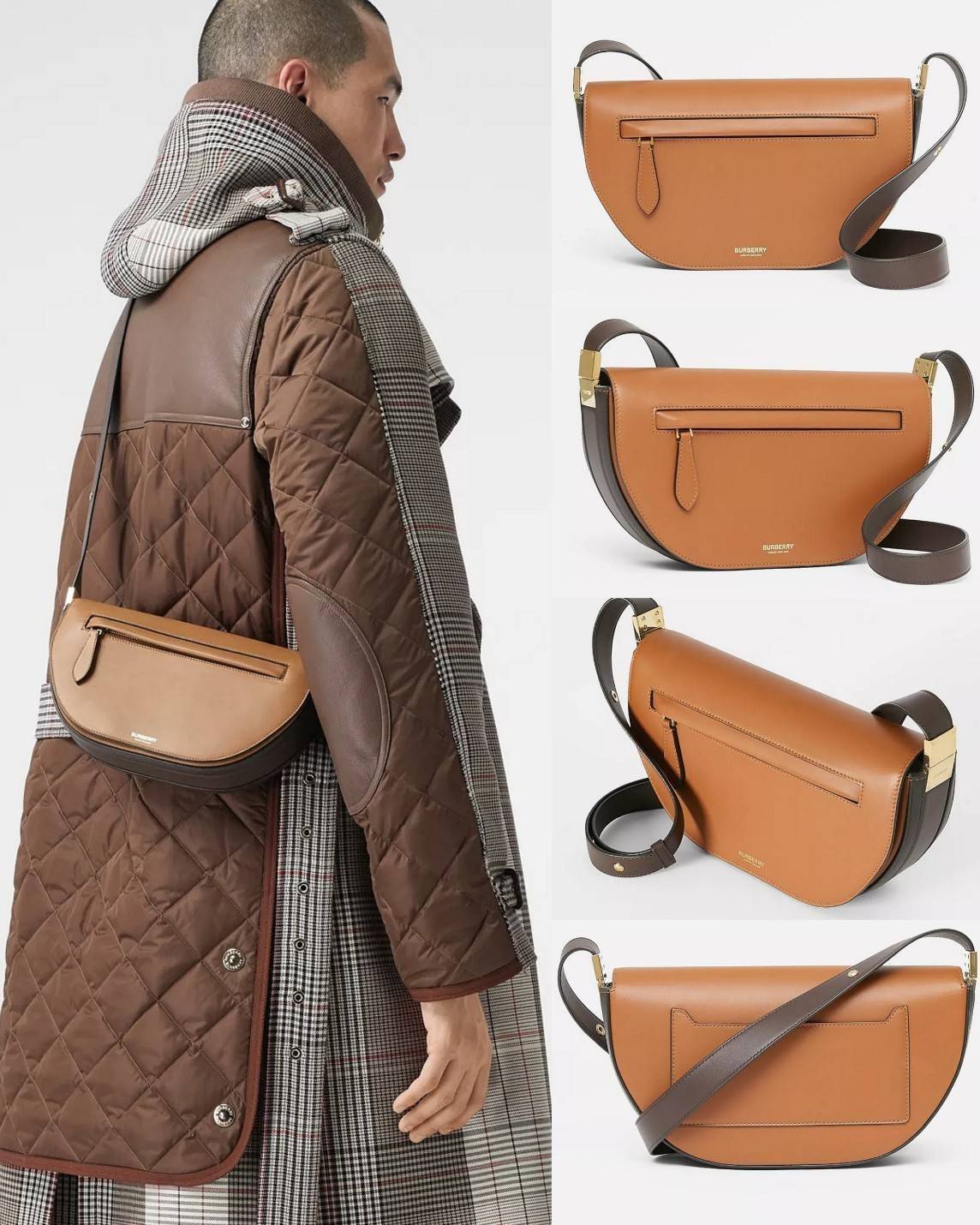 BURBERRY FRAGRANCES HALFMOON BAG VIP GIFT WITH PURCHASE (GWP) กระเป๋าสะพายพรีเมี่ยมกิ๊ฟ Limited Edition รุ่นใหม่จากน้ำหอม BURBERRY DUTY FREE วัสดุหนังแท้ CalfSkin ดีไซน์สวยหรูอยู่ทรงมีโลโก้แบรนด์และช่องซิปด้านหน้า ด้านหลังมีช่องใส่ของ เปิดปิดด้วยฝาปิดแม่เ