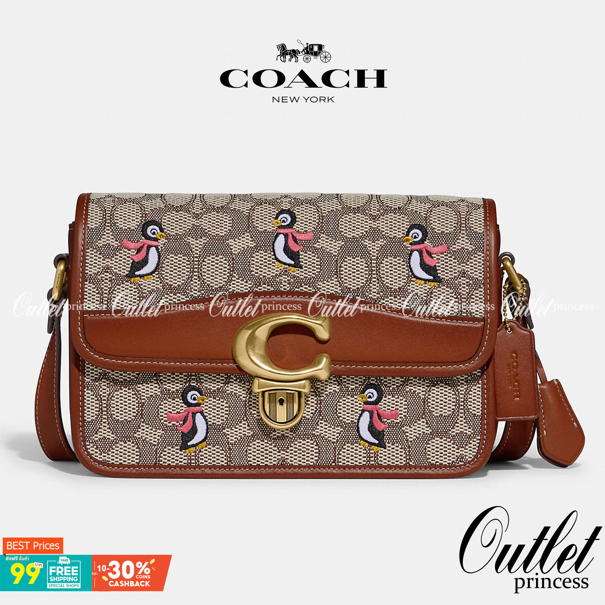 COACH STUDIO SHOULDER BAG IN SIGNATURE JACQUARD WITH PENGUIN MOTIF (C7935) กระเป๋าสะพาย ดีไซน์เฉียบ! สุดคลาสสิค ที่เป็นเอกลักษณ์เฉพาะตัว//วัสดุ JACQUARD พิมพ์ลาย SIGNATURE ผสมหนังแท้ รูปทรงสวย ดีเทลเรียบหรู เพิ่มดีไซน์โดดเด่น ด้วยการปักเย็บ รูปเพนกวินสุดน