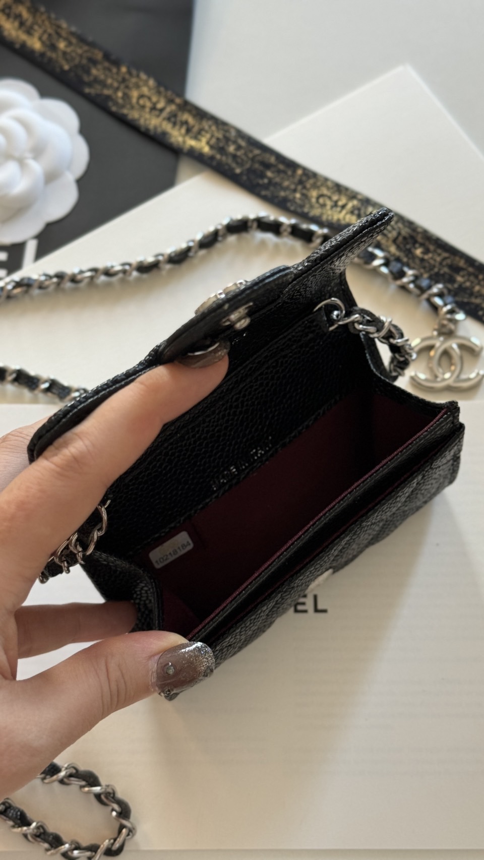 CHANEL mini wallet on chain crossbody กระเป๋าสตางค์พร้อมสายโซ่ หนังแท้ เกรดออริจินอล 1:1 สลับแท้