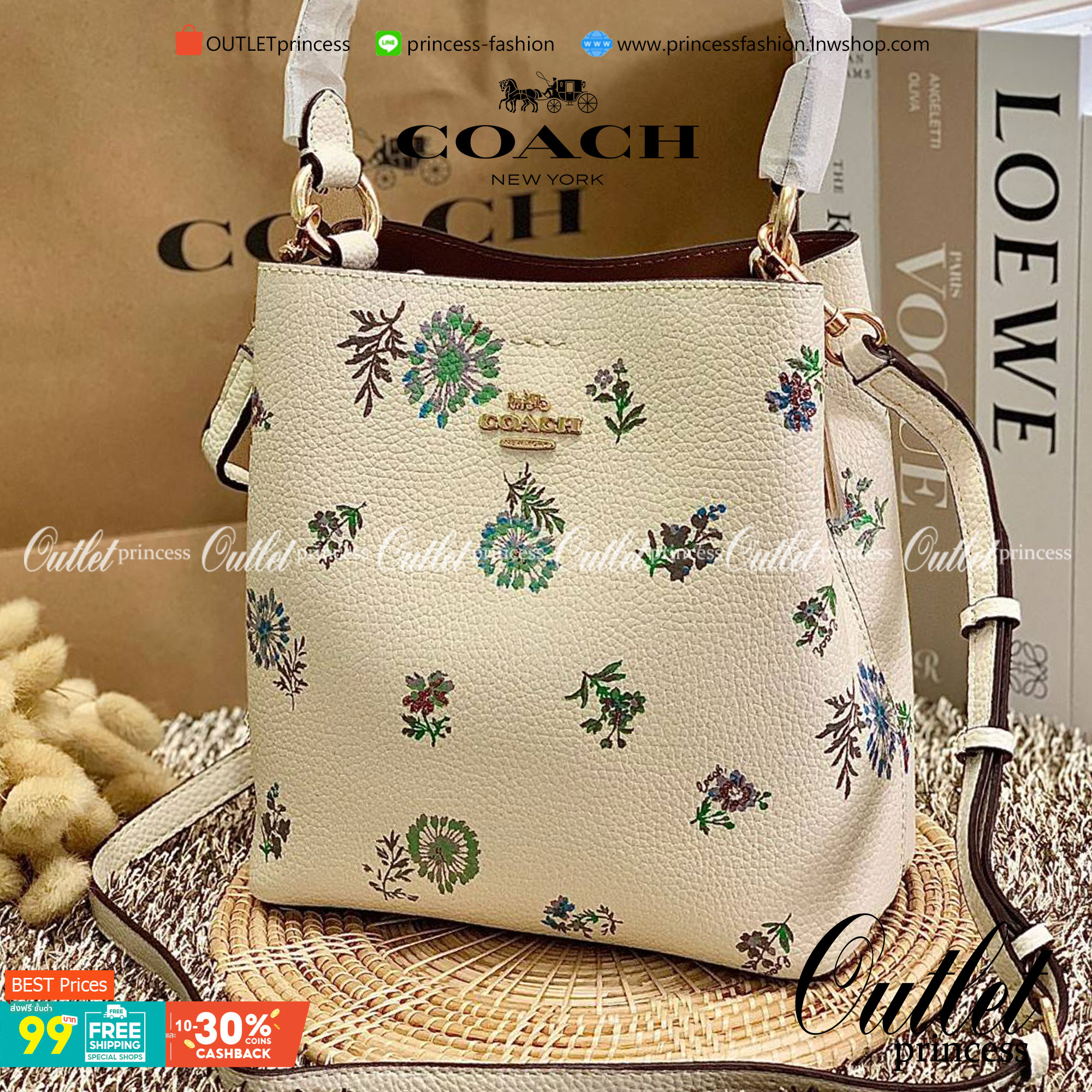 รุ่นฮิต รุ่นขายดี รุ่นที่สาวๆต้องมีค่ะ!! COACH SMALL TOWN BUCKET WITH DANDELION PRINT ((2310)) พร้อมส่งที่ไทยอีกครั้ง ห้ามพลาดค๊าาา😘 กระเป๋าทรงถัง หนังแท้ลายหนังสวยนิ่มอย่างดีค่ะ!
