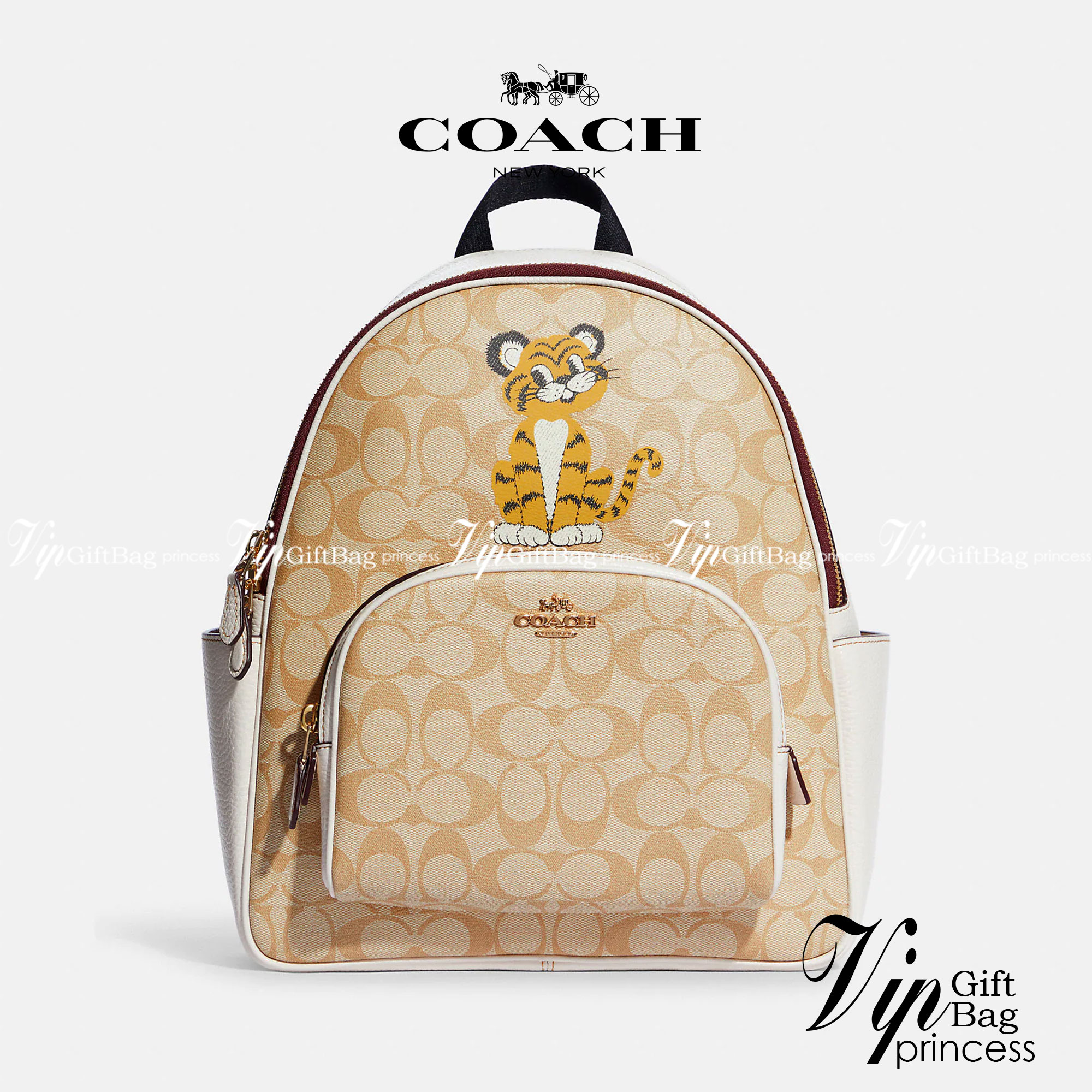 COACH Court Backpack In Signature Canvas With Tiger พร้อมส่งที่ไทย