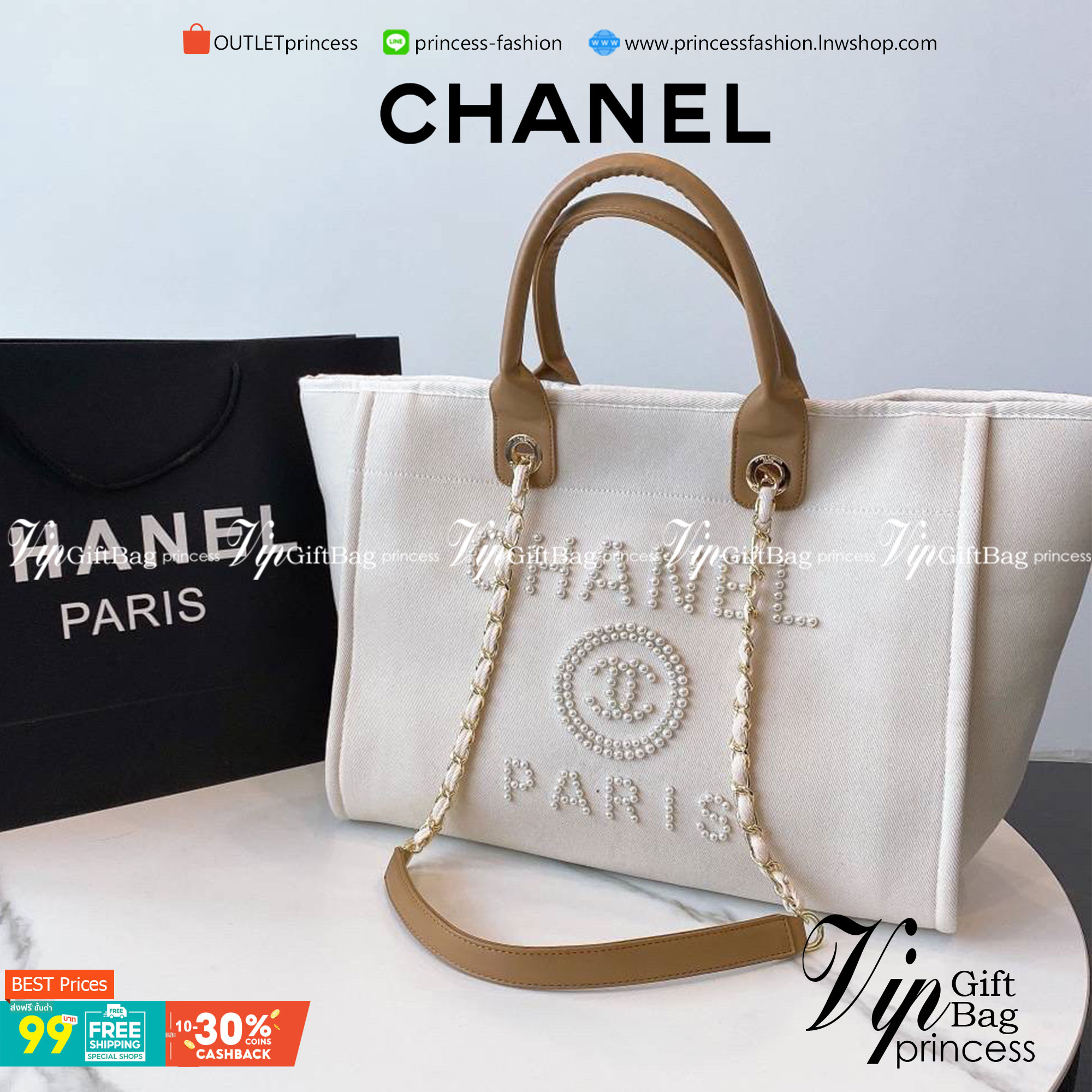 VIP 】รุ่นใหม่ล่าสุด!! ที่สาวๆรอคอย CHANEL CANVAS PEARL LARGE TOTE จากงานพรีเมี่ยม VIP GIFT รุ่นดังเลยค้า ไซส์ใหญ่อลังมากก บอกเลยว่า งานดีที่สุด ตัวกระเป๋า กระเป๋าผ้าเป็นผ้า CANVAS คาดด้วยหนังแท้สีน้ำตาล เนื้อดีสมราคา สัมผัส นุ่มลื่นมือมากกกก อะไหล่เงินปั้