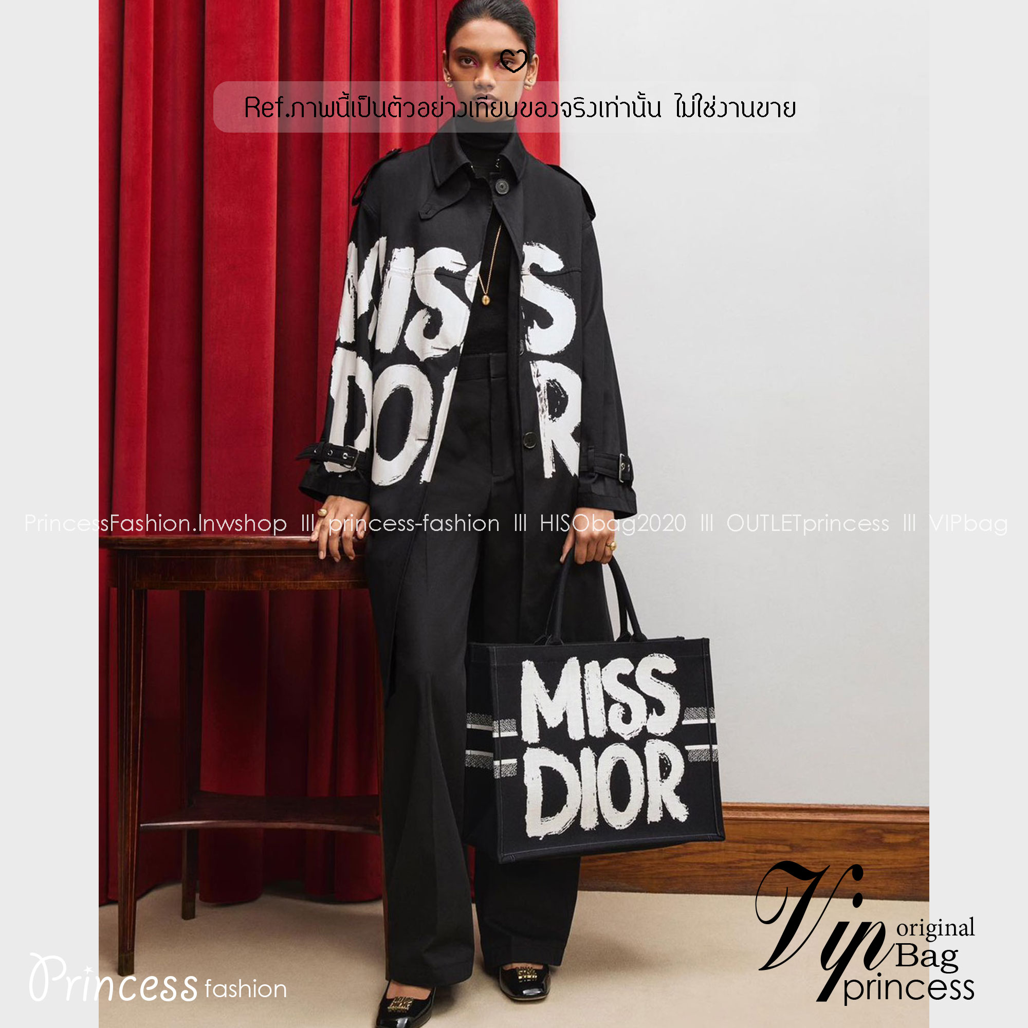 ORI หนังแท้ | Dior BookTote Black Miss Dior Embroidery Tote Bag กระเป๋าทรงโท้ทคอลใหม่ โทนดำคลาสสิก สวยงามและหรูหรา
