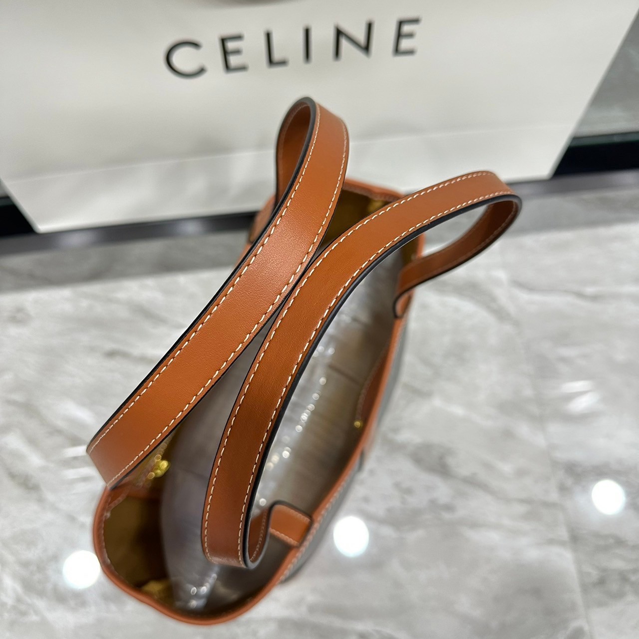CELINE BUCKET BAG 10" / CELINE CABAS IN TRIOMPHE CANVAS TAN กระเป๋าสะพายทรงโท้ท บัคเก็ตสวยอยู่ทรง เรียบหรูดูแพง เกรดออริ 1:1