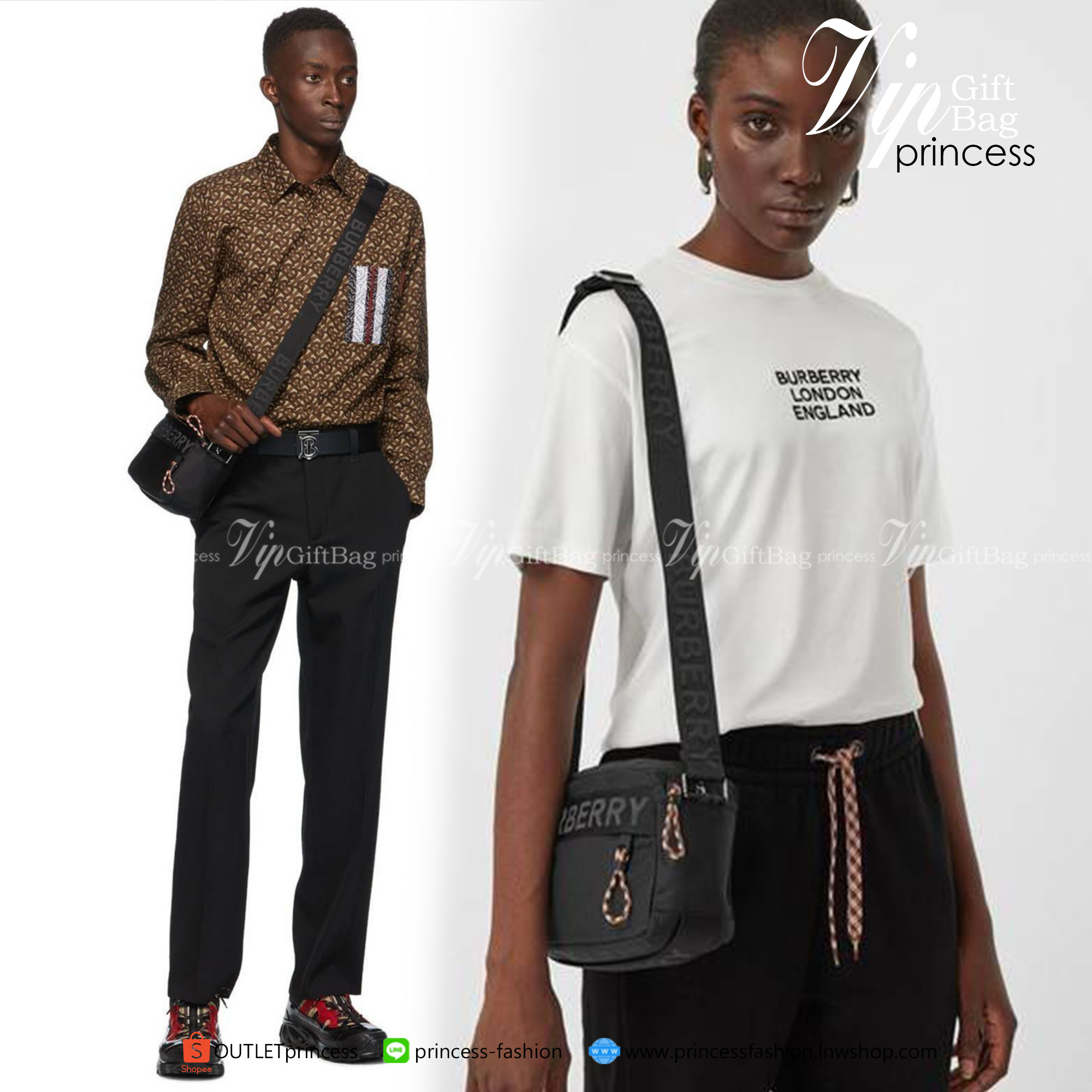 BURBERRY FRAGRANCES CROSSBODY BAG / BURBERRY Nylon Crossbody Bag วัสดุ Nylon Canvas ทรงเหลี่ยมน้ำหนักเบามีโลโก้แบรนด์คาดด้านหน้าพร้อมช่องซิปใส่ของ เปิดปิดด้วยซิปหัวซิปแบรนด์สไตล์สปอร์ต ภายในมีช่องใส่บัตร ขนาดกำลังดีสามารถใส่กล้อง มือถือ กระเป๋าสตางค์ของใช