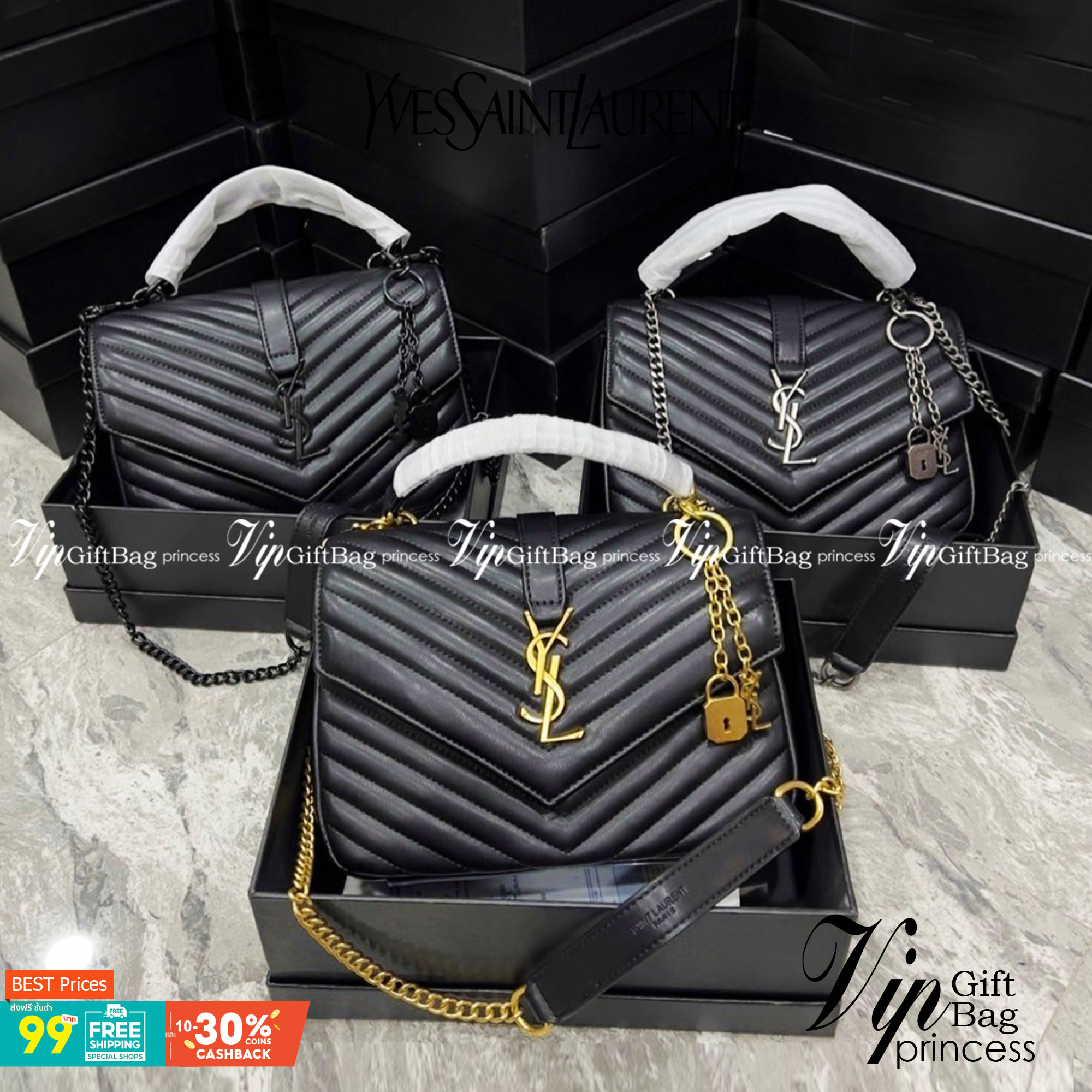 YSL Yves Saint Laurent crossbody bag กระเป๋าสะพายข้างลายเชฟรอน (แต่งอะไหล่ทอง เงิน ดำ) สะพายครอสบอดี้หรือสะพายไหล่ก็ดูดีค่ะ ตัวสายยาวถอดได้ งานสวยเป๊ะปั๊มทุกจุด ดีไซน์ทรงสวยหรู พิเศษ แถมฟรี พวงกุญแจห้อยดูแพงไปหมดจริงๆไอเท็มนี้ ภายในโล่งกว้าง มาพร้อมหูจับใ