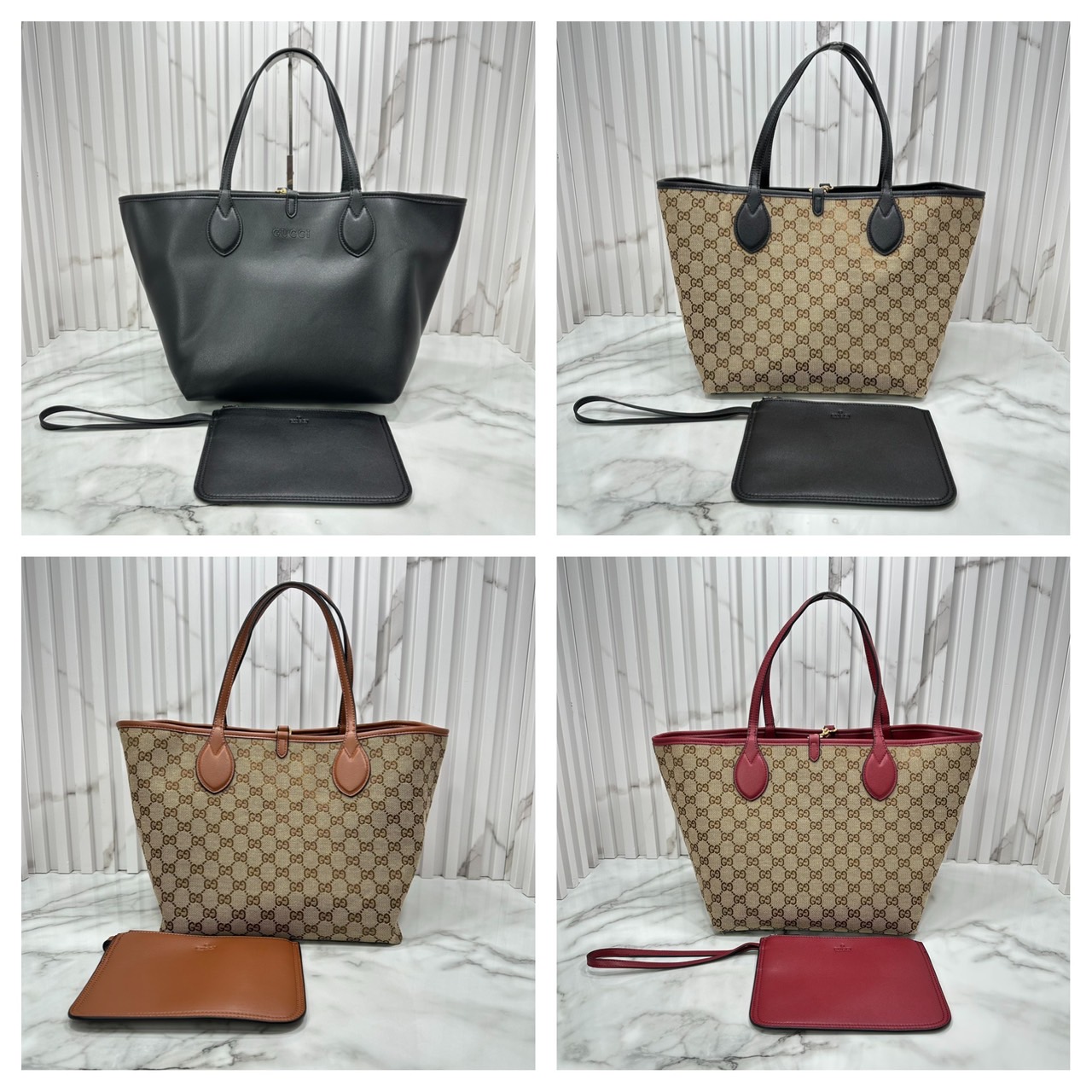 ORI หนังแท้ | Gucci Totissima medium reversible tote bag / Gucci Tote Bag กระเป๋าทรงสะพายทรงโท้ท ใช้งานได้ 2 ด้าน ดีไซน์ใหม่ล่าสุด ด้านหนัง และด้านแควสวยลายโลโก้ สวยหรูเรียบง่าย มาพร้อมใบเล็กเข้าเซ็ท ภายในโล่งกว้าง จุของได้เยอะจุใจ