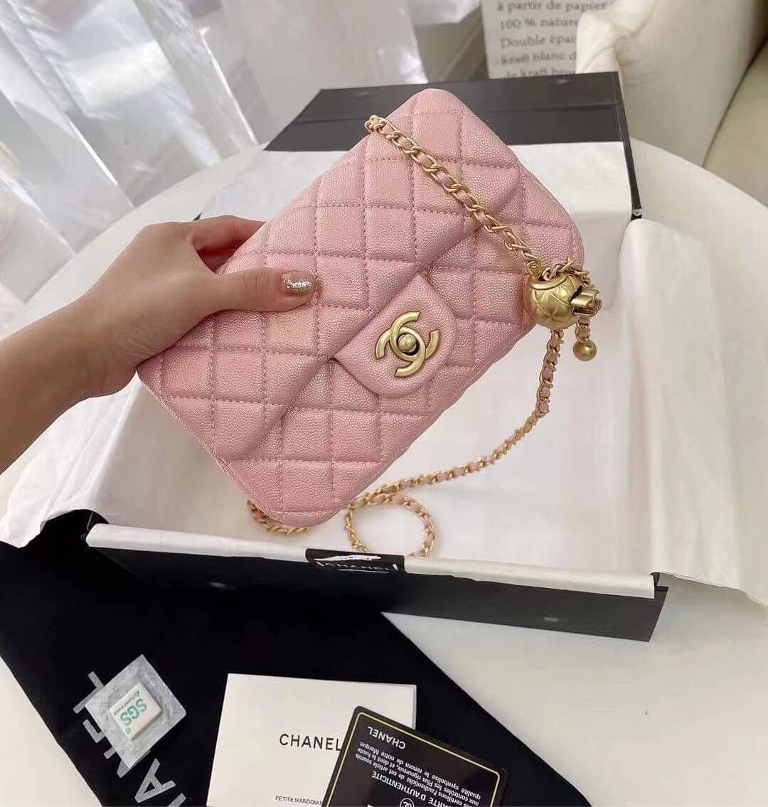 CHANEL MINI FLAP BAG CAVIAR Leather GOLD tone hardware พร้อมส่ง 5 สี