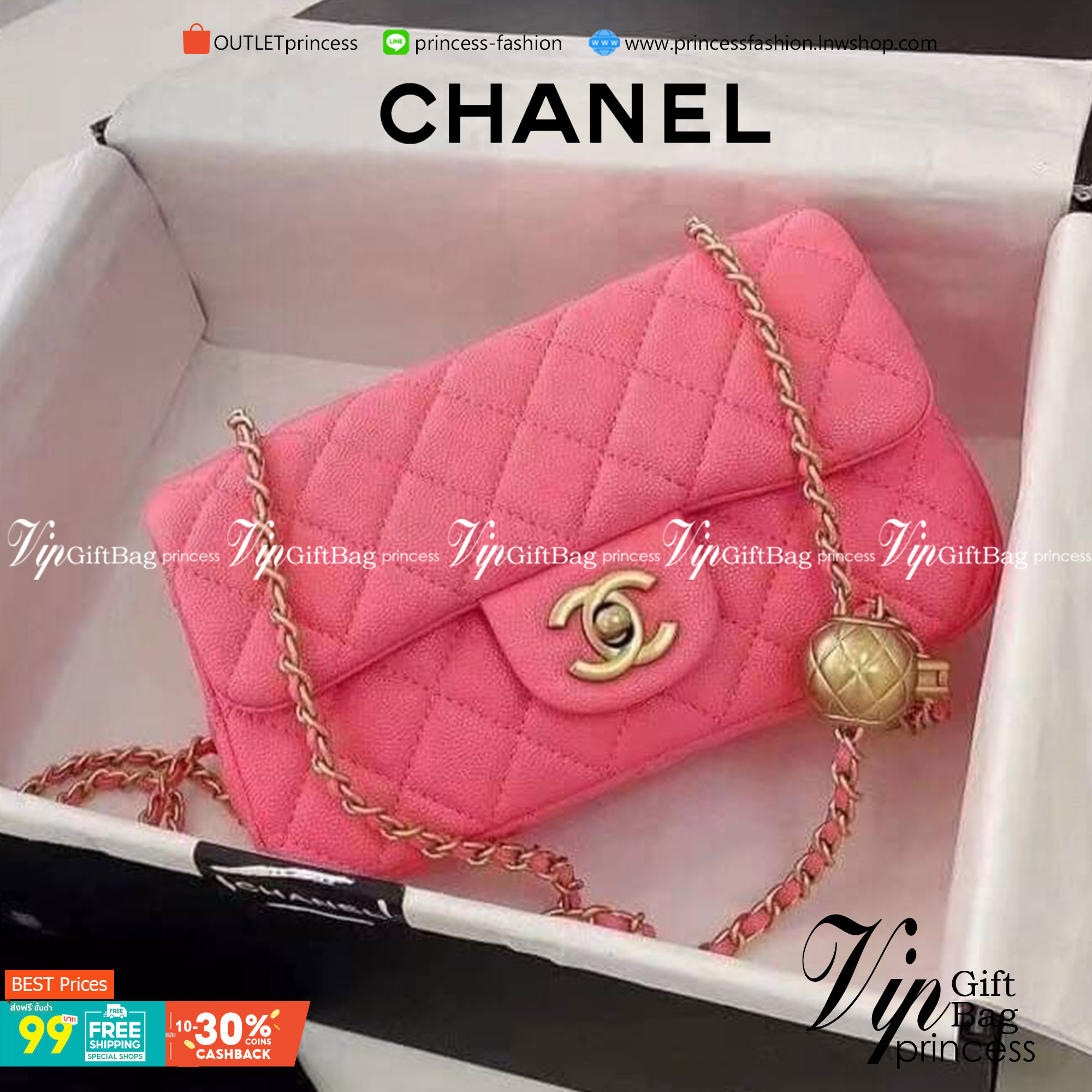 CHANEL MINI FLAP BAG CAVIAR Leather GOLD tone hardware พร้อมส่ง 5 สี