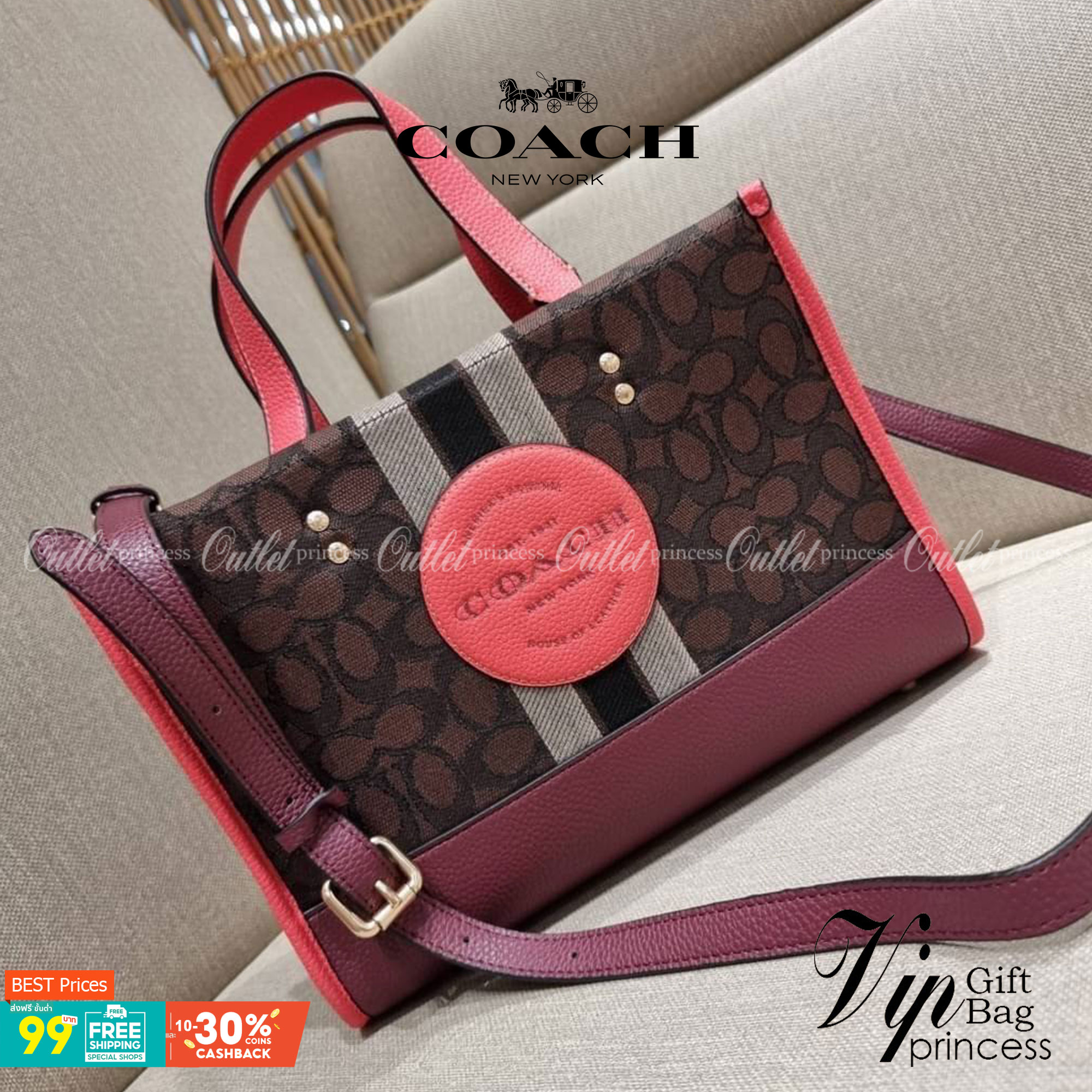 ใบใหญ่ COACH 4113 DEMPSEY CARRYALL IN SIGNATURE JACQUARD WITH STRIPE AND COACH PATCH ใบใหญ่ จุใจ คอลเลคชั่นใหม่ สีที่สาวๆรอคอย สวยคม ละมุนและมีความหรูในตัว กับกระเป๋าทรงโท้ท ไซส์ใหญ่ที่สามารถจุของได้แบบไม่ต้องกังวล ฟังก์ชั่นการใช้งานสะดวกที่สุด มีทั้งสายค