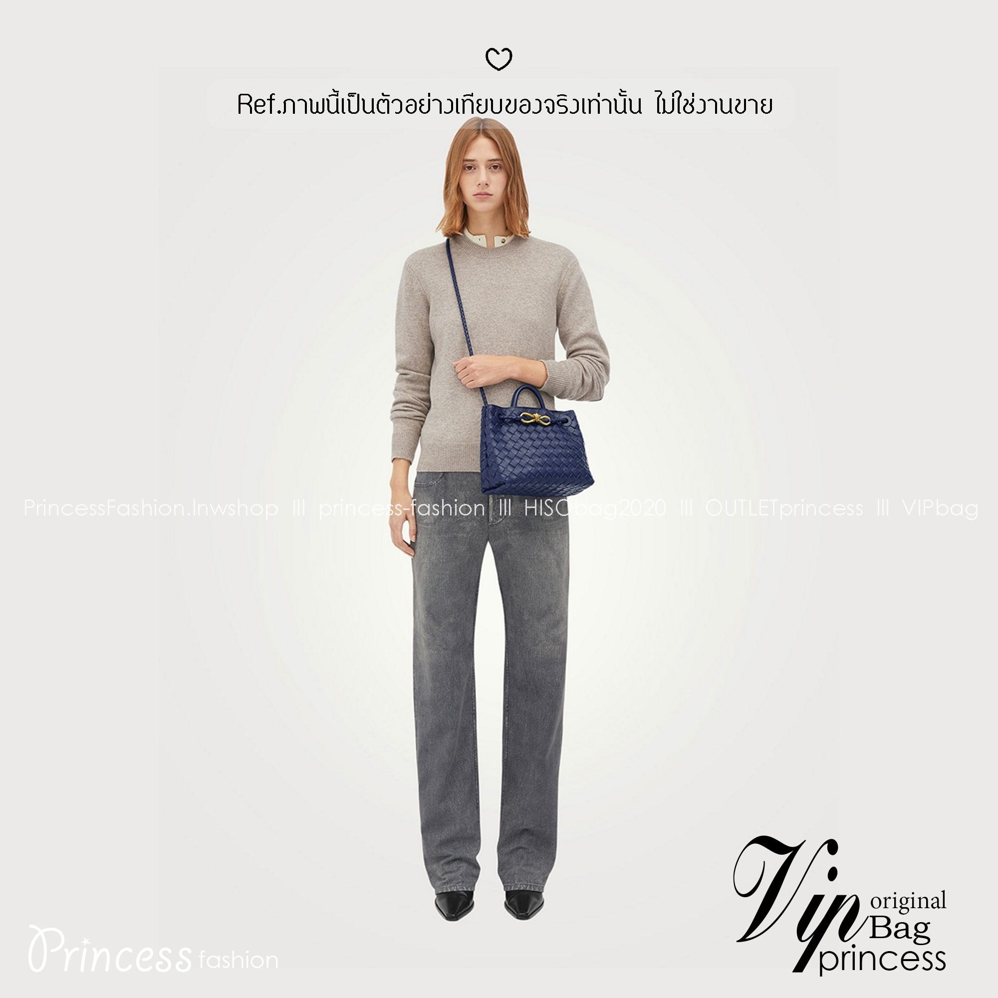 BOTTEGA Small Andiamo Denim Shoulder Bag 25cm / BOTTEGA Tote Bag กระเป๋าสะพายดีไซส์สาน วัสดุเดนิมคอตตอนรุ่นใหม่ สวยงามเป็นเอกลักษณ์ เกรดออริ 1:1 ใช้งานต่างประเทศได้