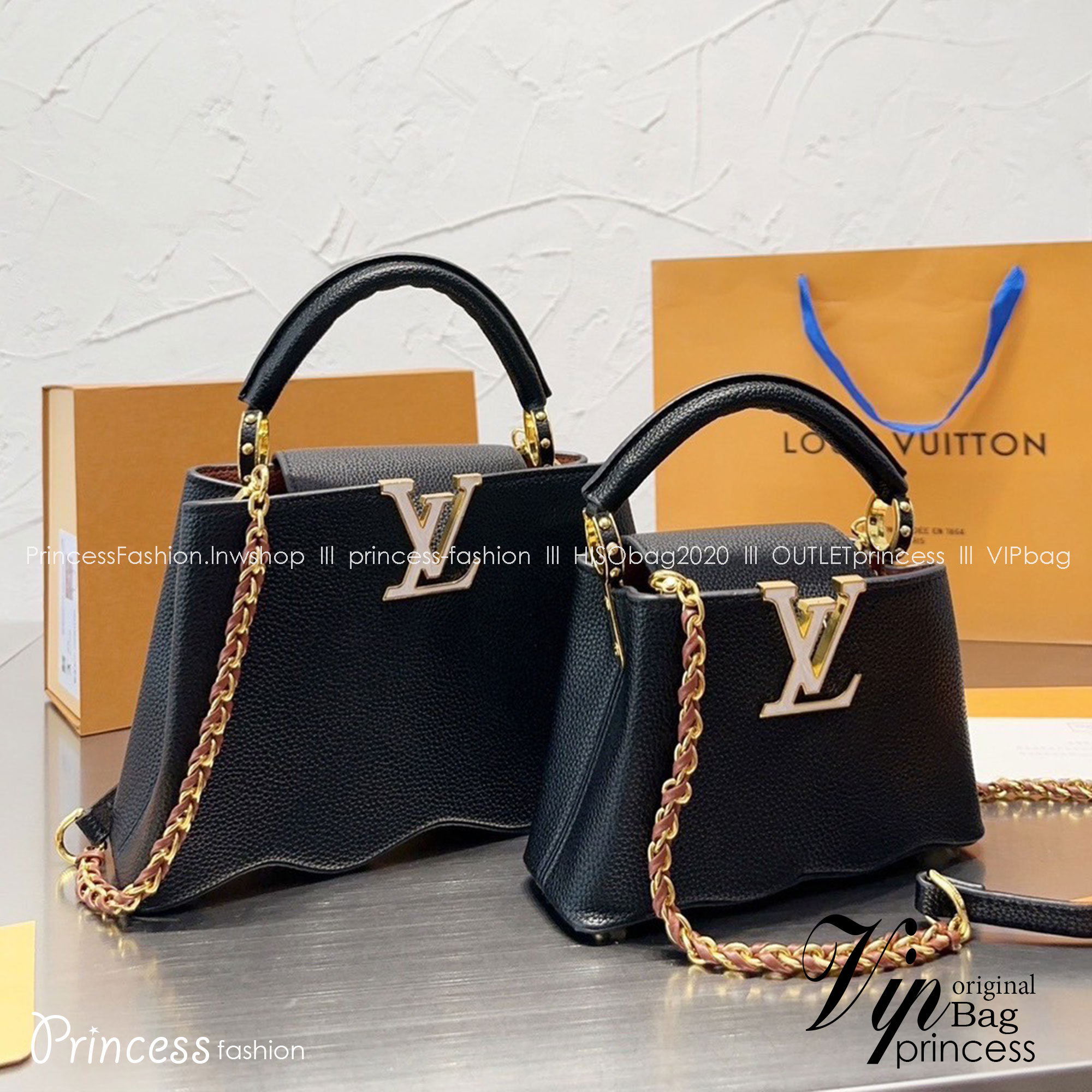 พร้อมส่ง 3 สี 🥂 LV Capucines Top Handle Bag / LV Makes Waves With Its New Capucines แบบใหม่แบบสับ น่ารักมากเว่อร์ ฐานกระเป๋าดีไซน์เวฟ โค้งน่ารัก