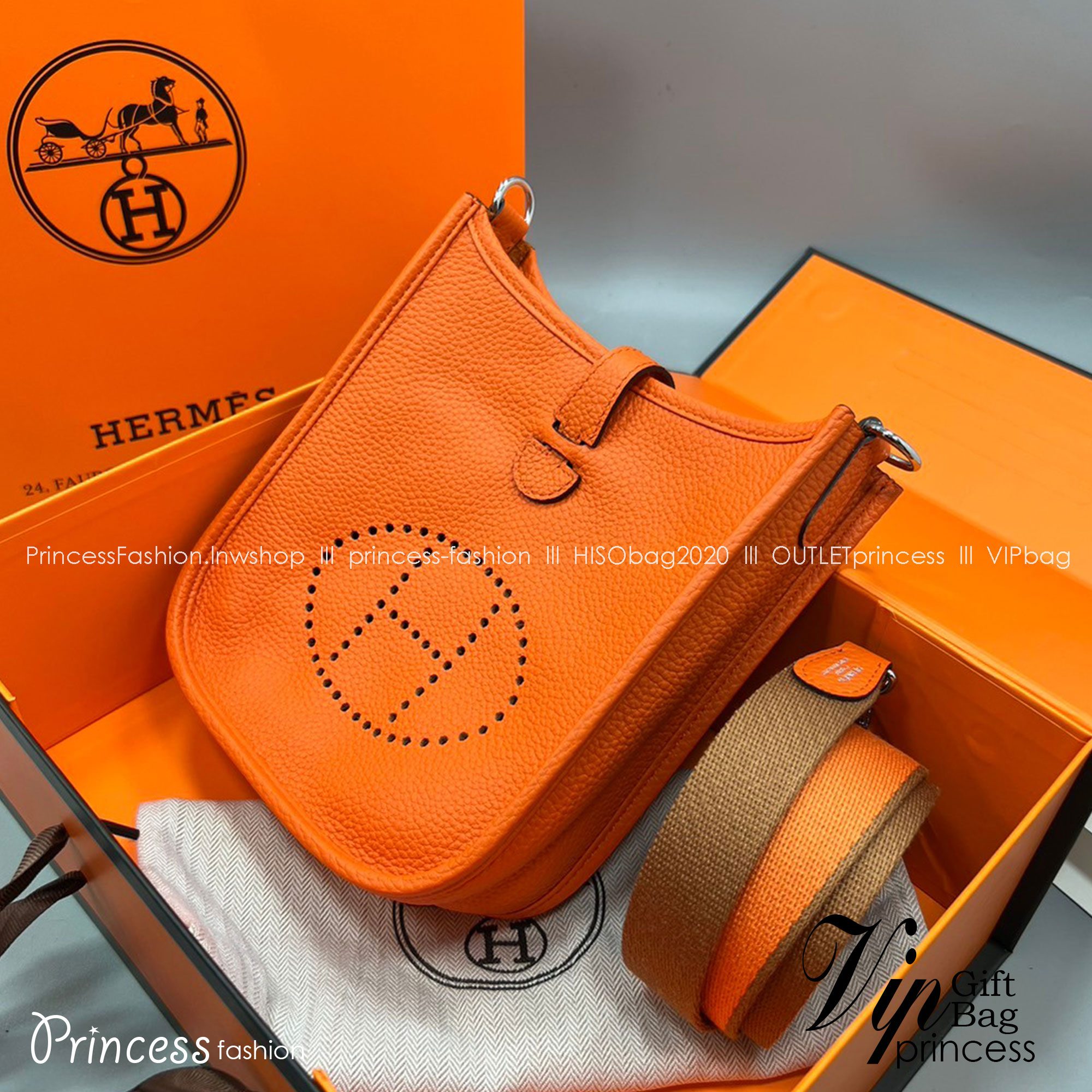 HERMES evelyne mini bag Luxury Bag กระเป๋าสะพายแบรนด์ดัง แบรนด์หรู คลาสสิกตลอดกาล ใช้ได้ทั้งชายหญิง ใบเดียวจบ สวยรวยปัง เกรดท็อปออริจินอล ภาพสินค้าถ่ายจากงานขายจริง ใช้งานต่างประเทศได้