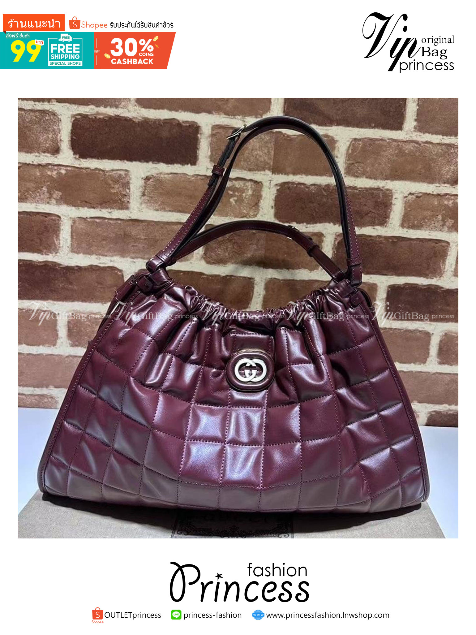 GUCCI MEDIUM QUILTED TOTE BAG / Gucci Hobo / Gucci Deco Medium Tote Bag พร้อมส่ง กระเป๋าสะพายใบใหญ่ หนังแท้ หนังสวย Interlocking G **สินค้าเกรดท็อปออริจินอลสลับแท้ 1:1 เกรดดีสุด