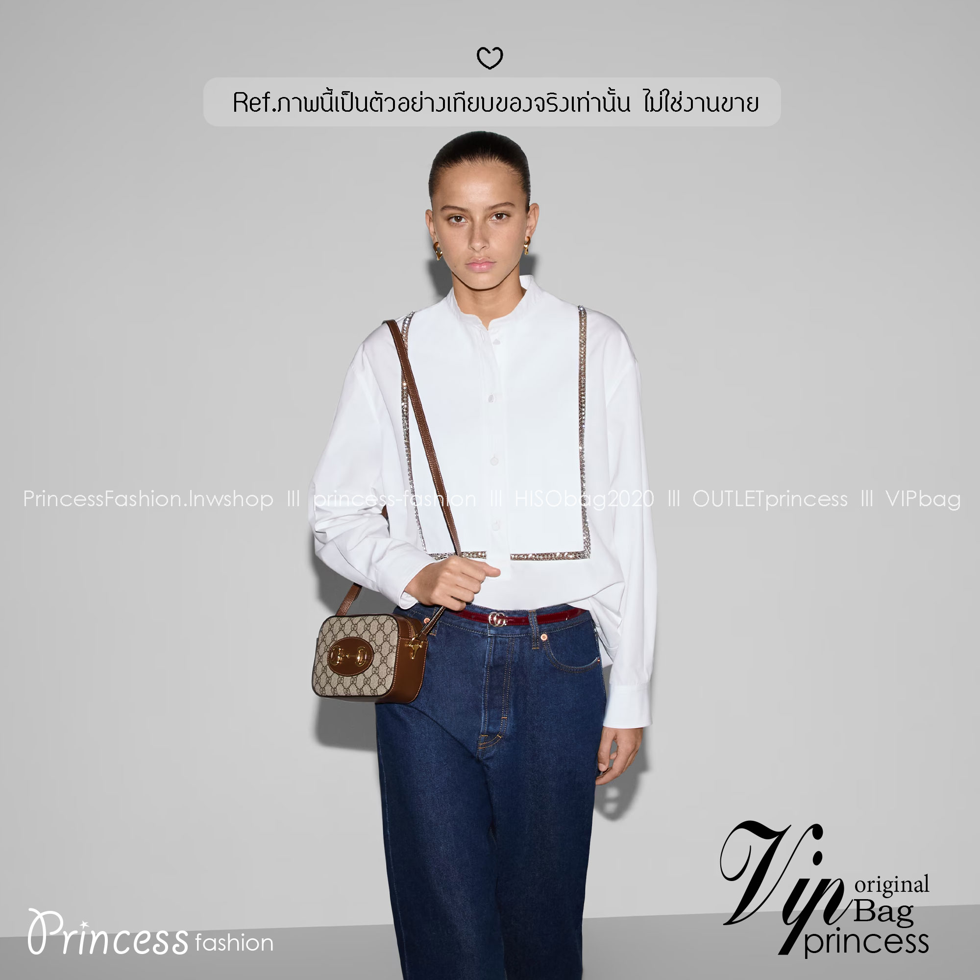 GUCCI Horsebit 1955 mini shoulder bag กระเป๋าสะพายทรง camera ที่สุดของความคลาสสิค ที่ใช้งานง่ายและคล่องตัว โดดเด่นด้วยอะไหล่โลโก้วินเทจเอกลักษณ์