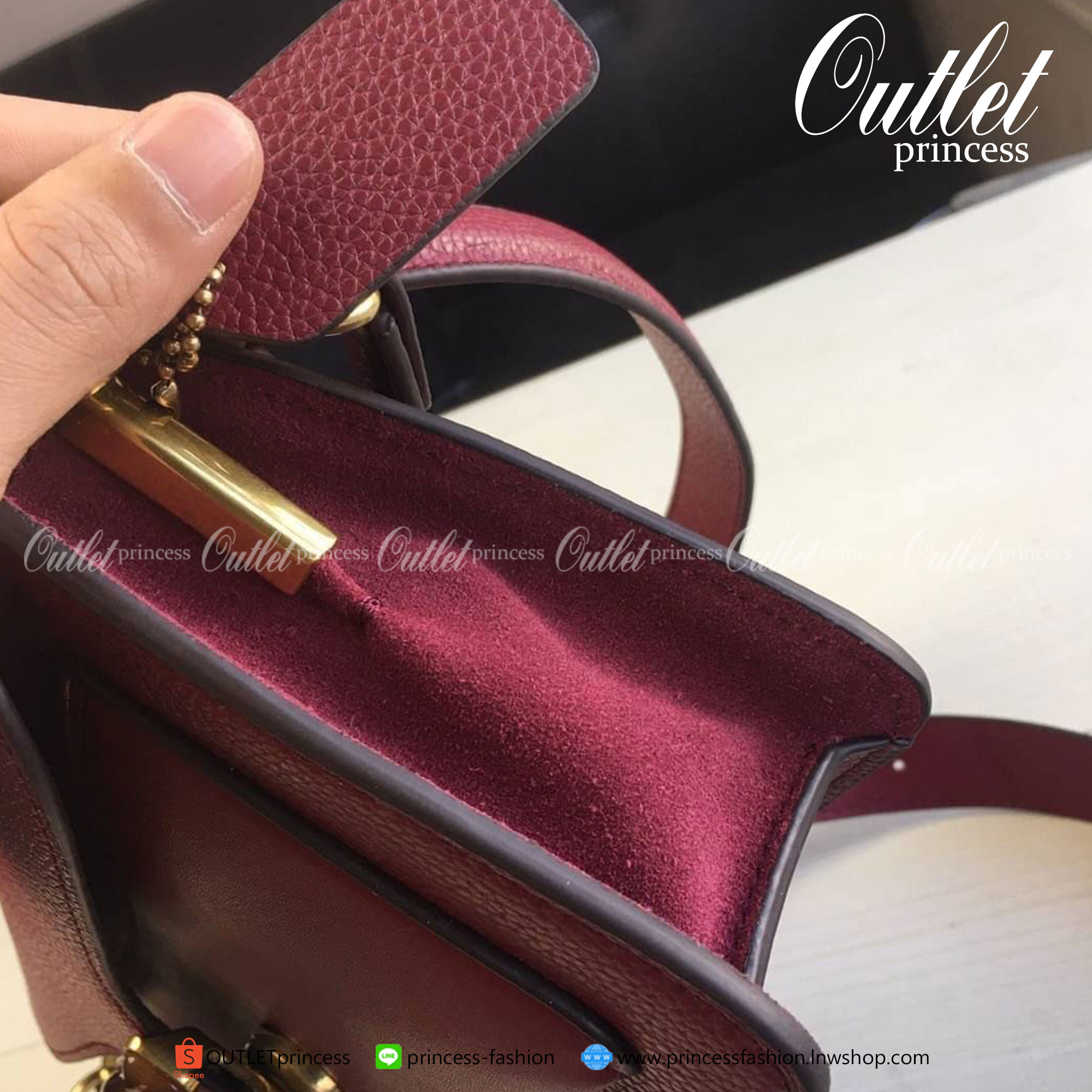 Coach Tabby Shoulder Bag 26 Brass/Deep Red * Polished pebble leather, refined calf leather and suede * Inside zip and multifunction pockets